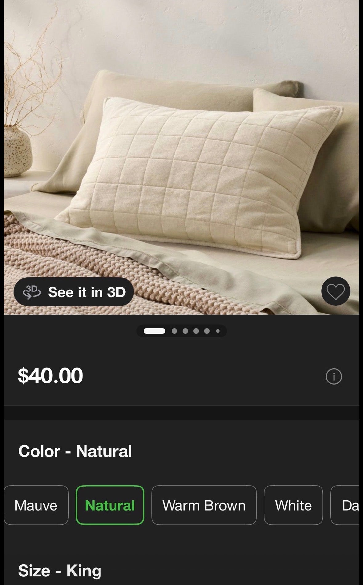 Casaluna King Heavyweight Linen Blend Pillow Sham Set, New