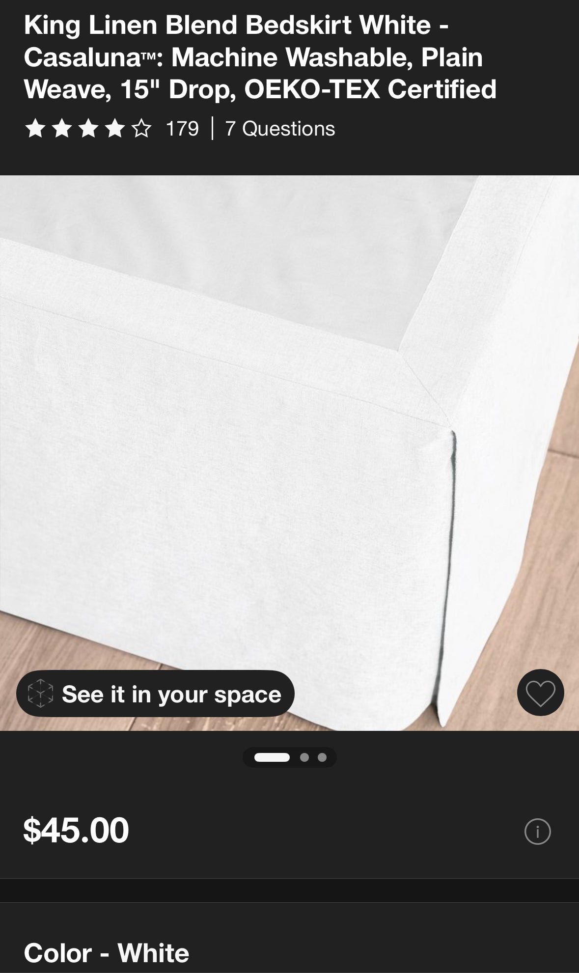 Casaluna King Linen Blend Bedskirt, New