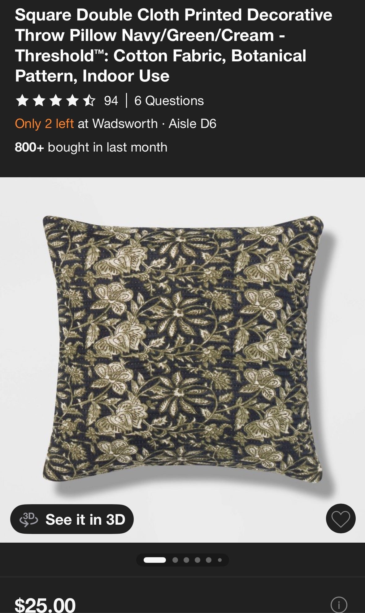 Threshold 18”x18” Double Cloth Floral Throw Pillow Set, New