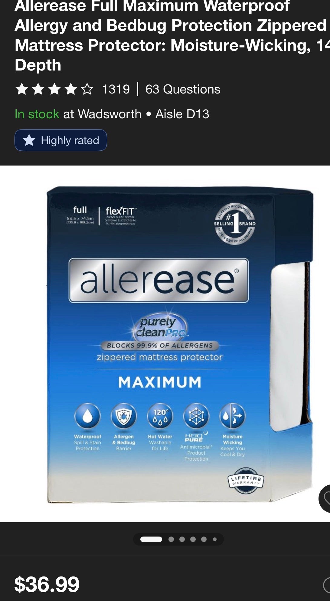 Allerease Full Maximum Zippered Mattress Protector, New
