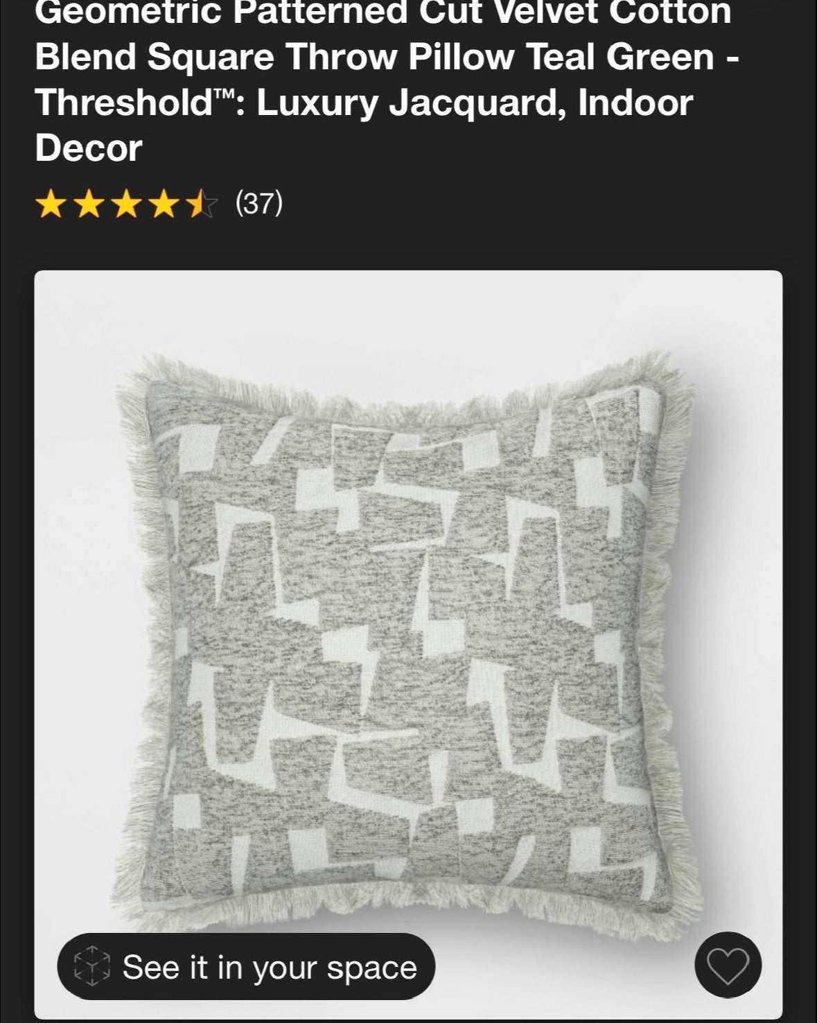 Threshold 18”x18” Geometric Velvet Throw Pillow Set, New