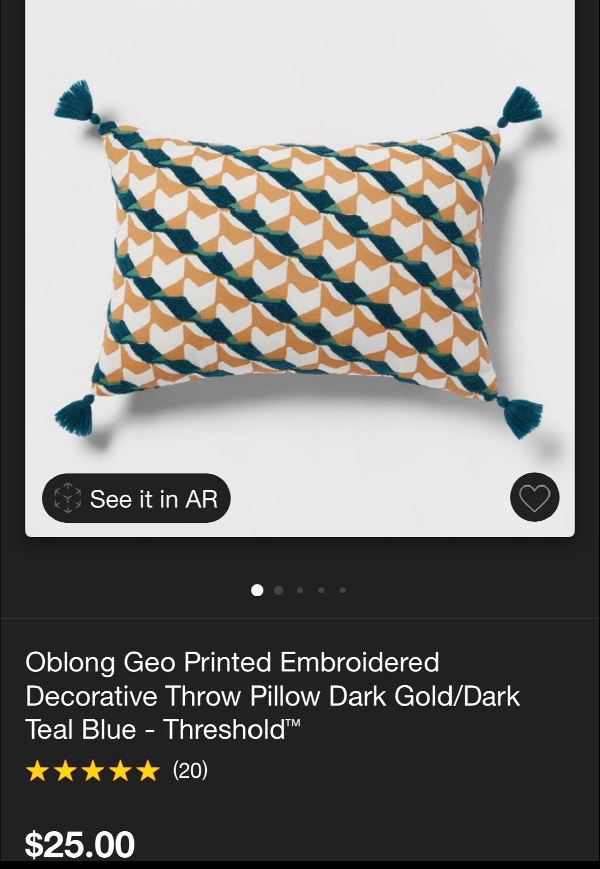 Threshold 14”x20” Oblong Geo Print Throw Pillow Set, New