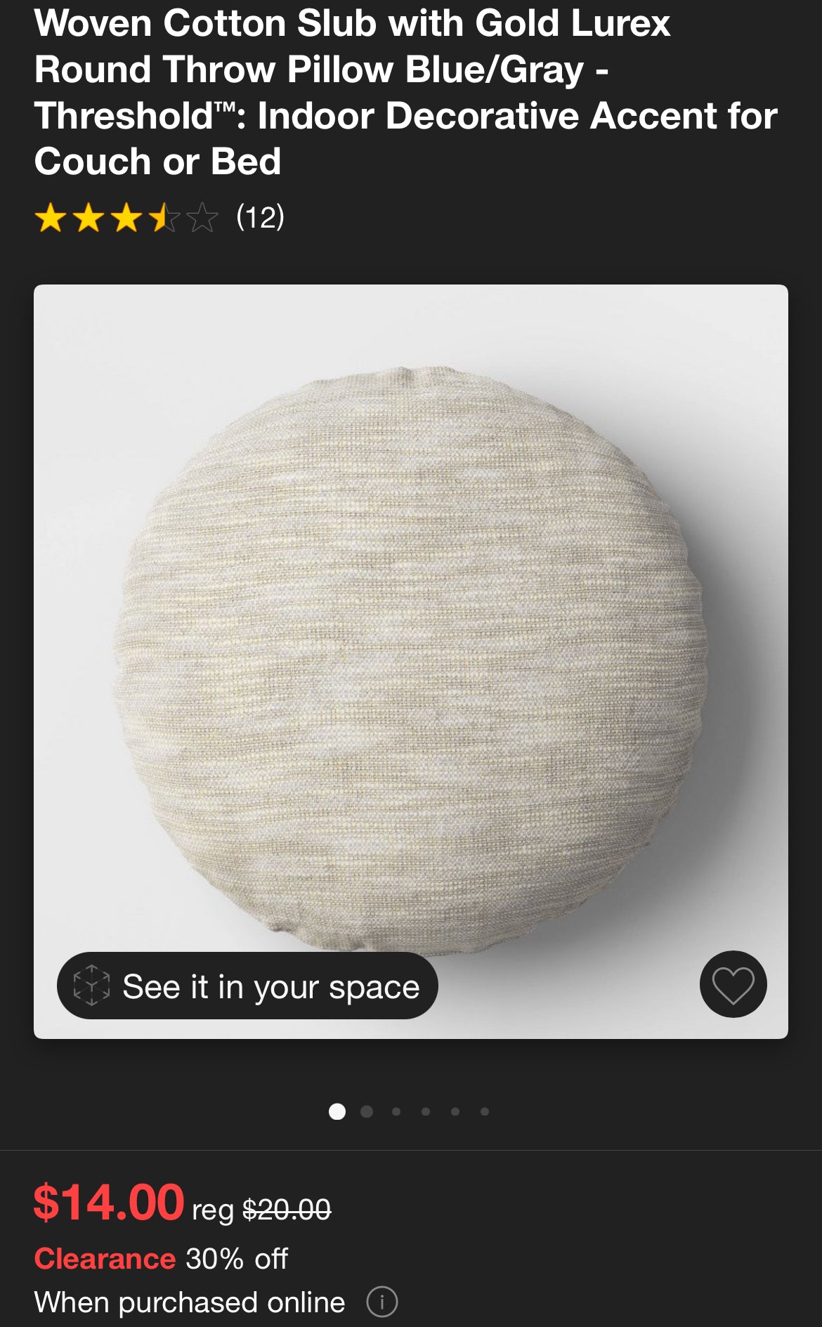 Threshold Woven Cotton Slub Round Throw Pillow, New