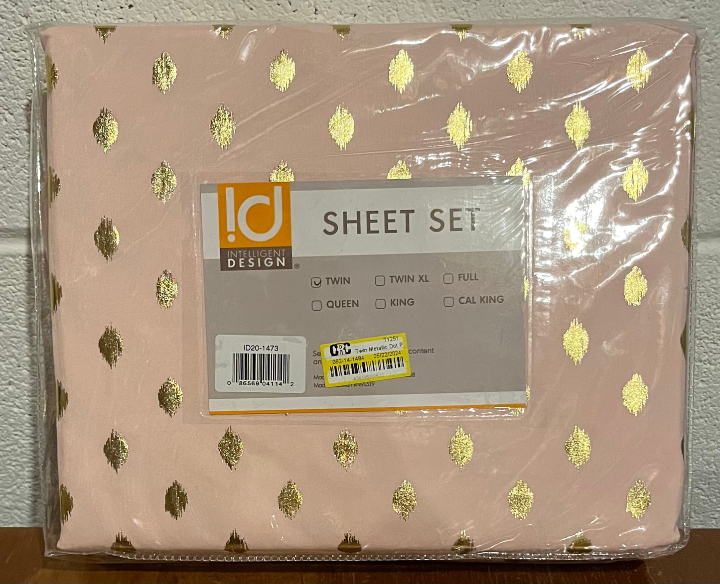 Intelligent Design Twin Metallic Dot Printed Sheet Set, New