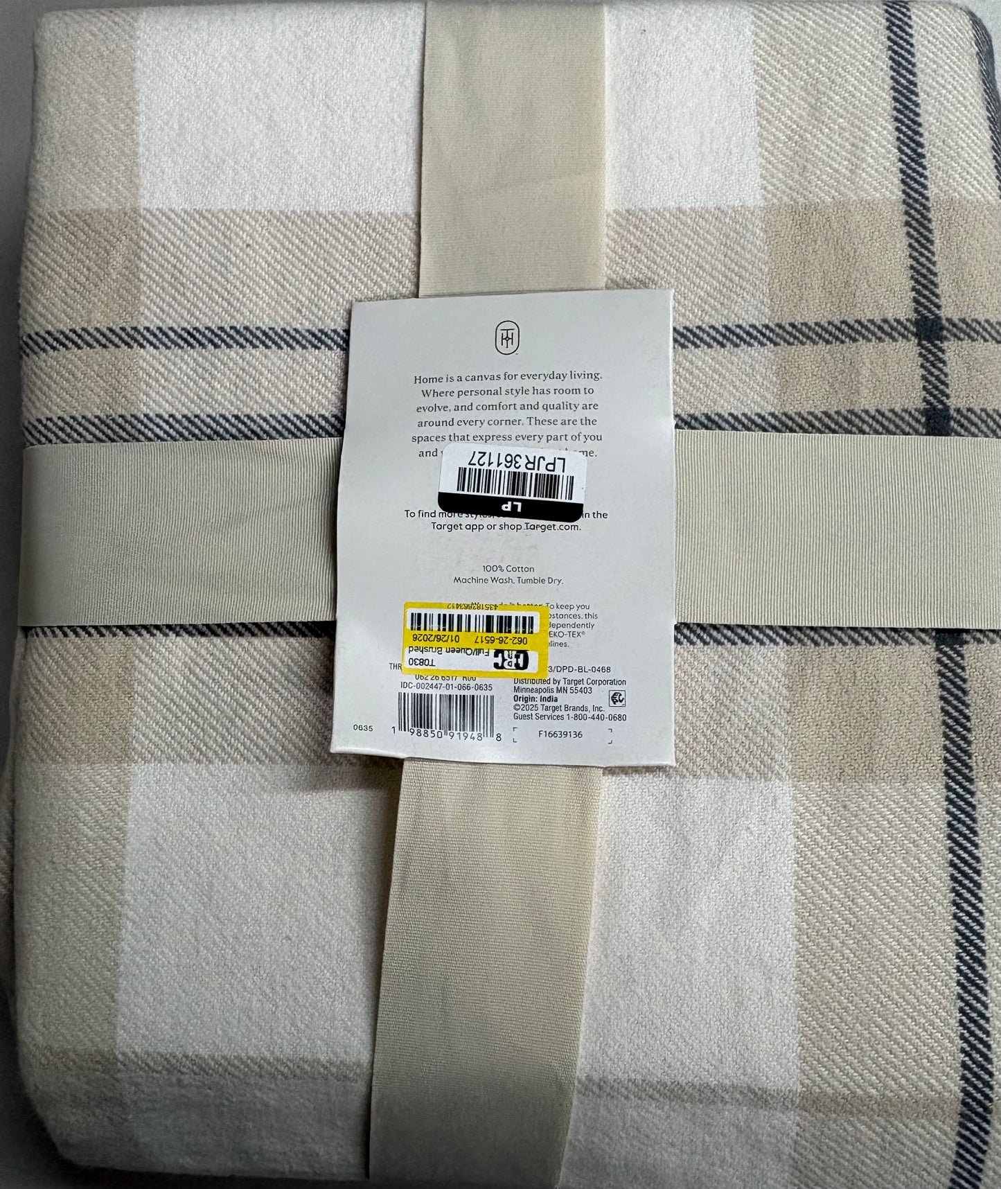 Threshold Full/Queen Brushed Cotton Bed Blanket, New