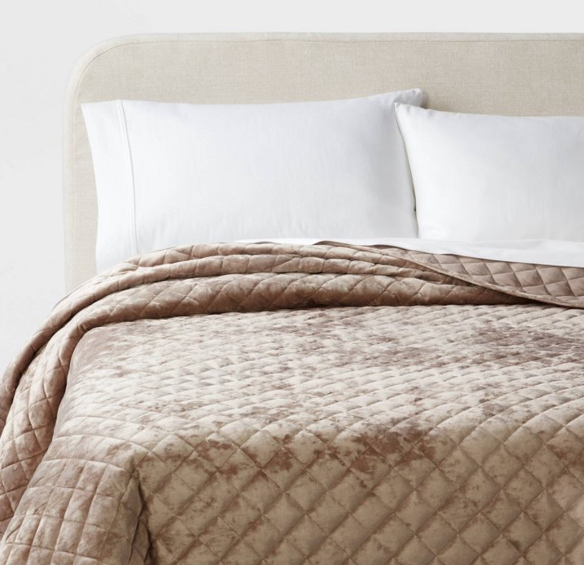 Threshold Full/Queen Luxe Diamond Stitch Velvet Quilt, New