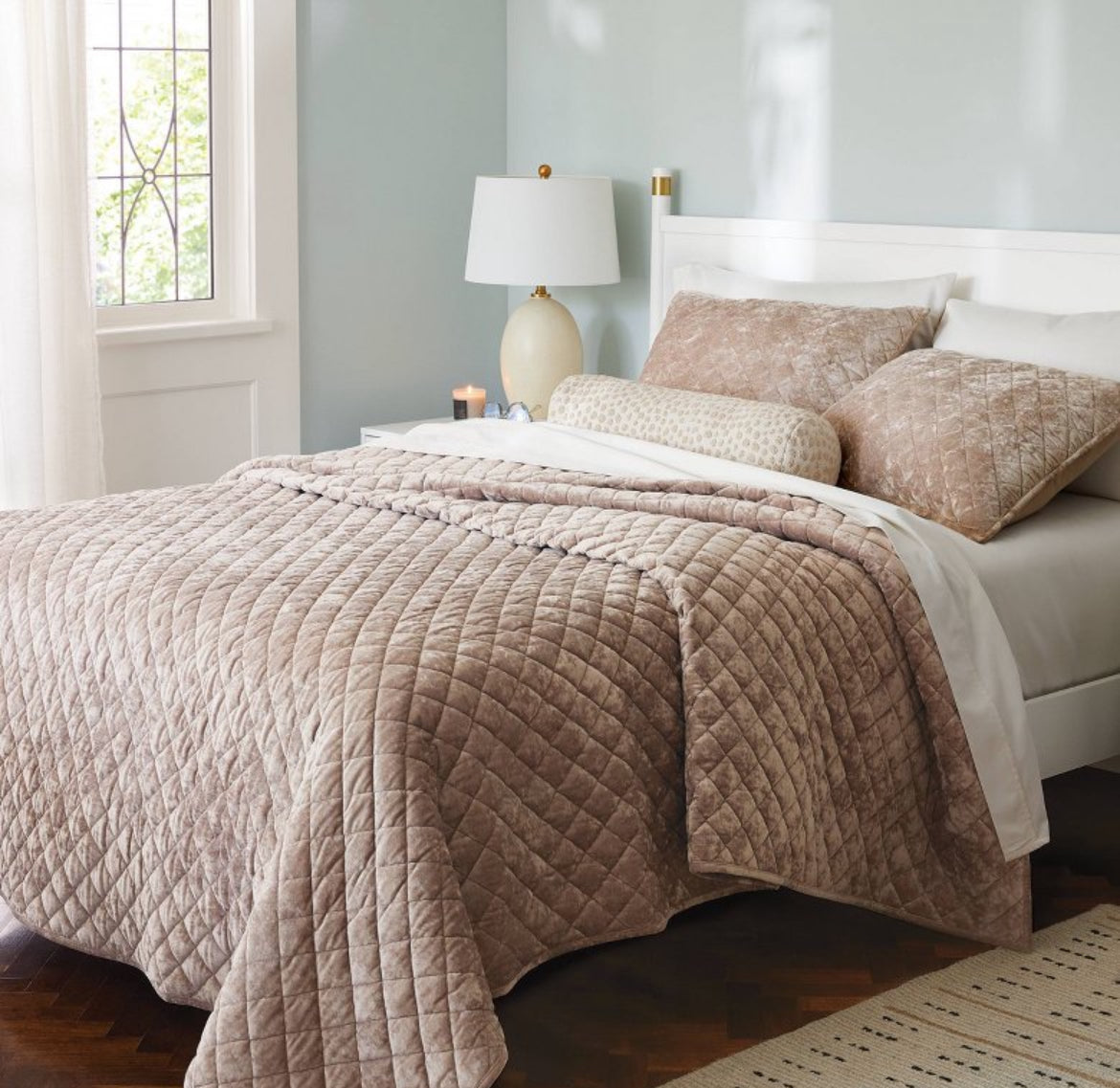 Threshold Full/Queen Luxe Diamond Stitch Velvet Quilt, New