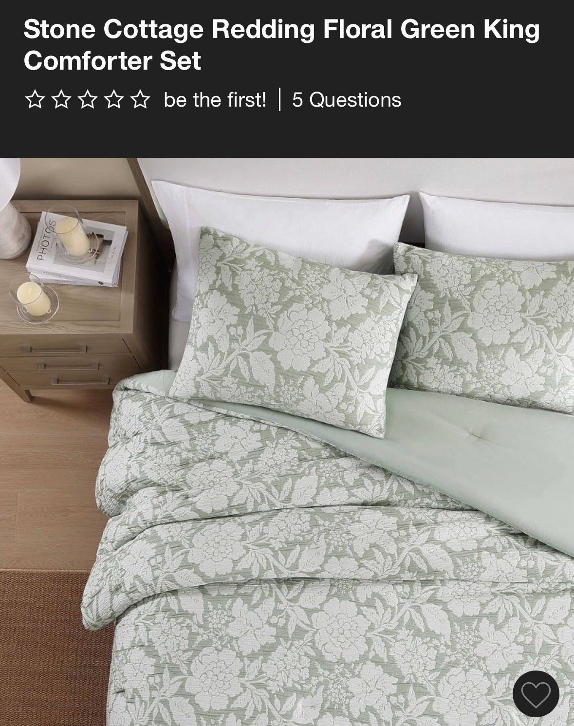 Stone Cottage King Floral Comforter Set, New