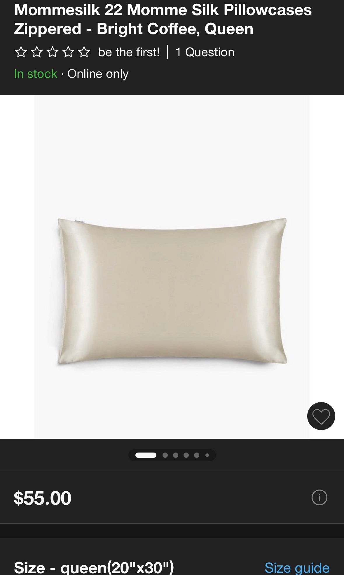 Mommesilk 22 Momme 100% Silk Pillowcase, New