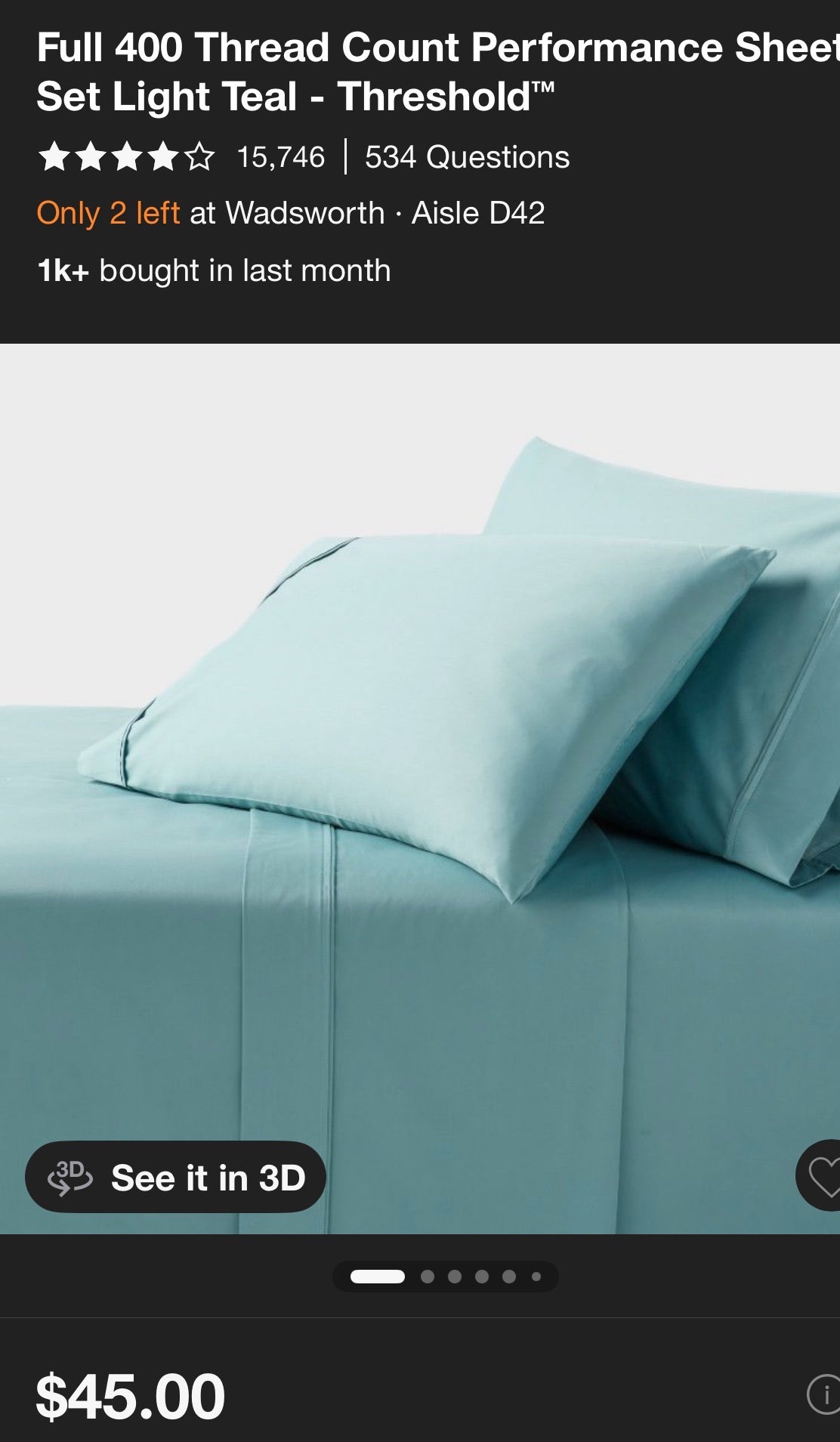 Threshold Full Solid Performance Sheet Set, New
