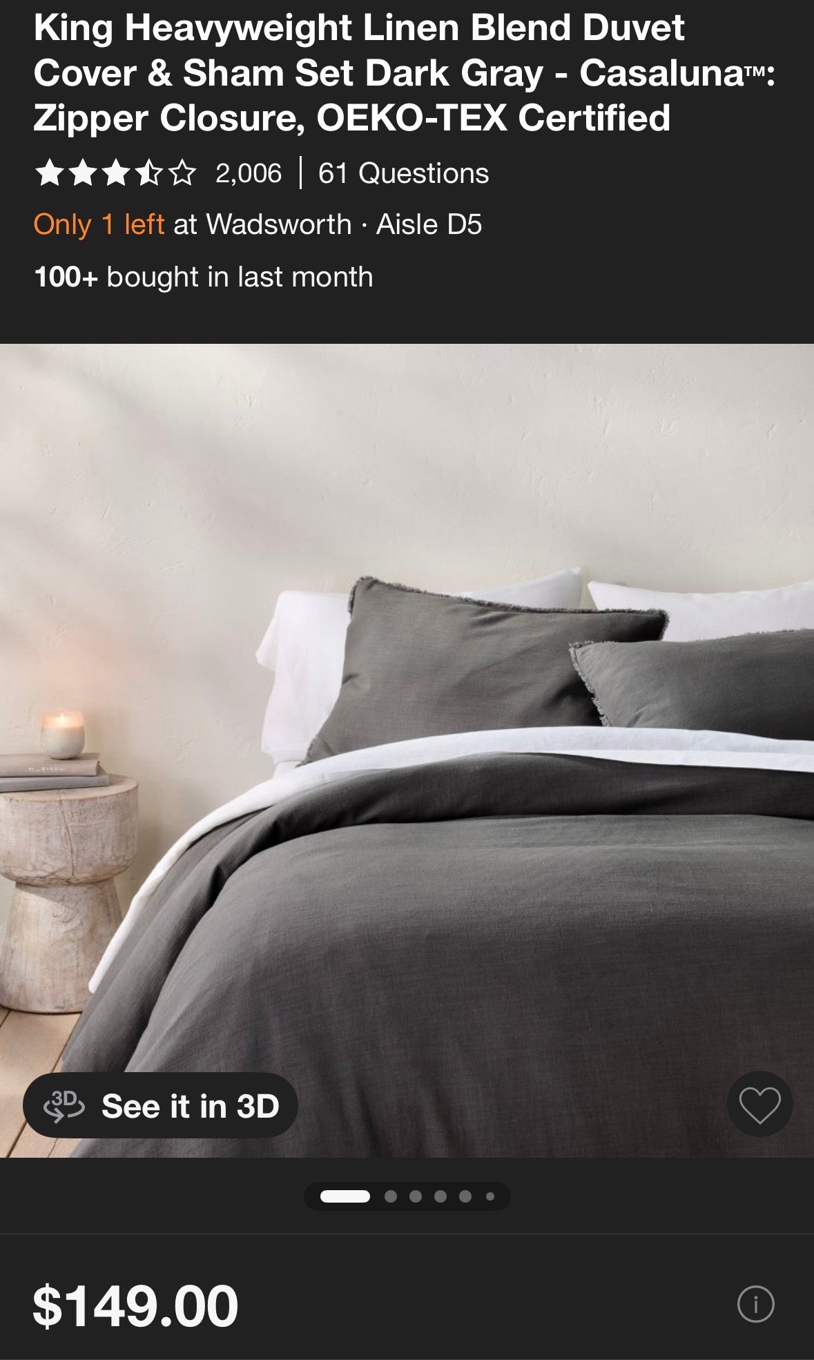 Casaluna King Heavyweight Linen Blend Duvet Set, New