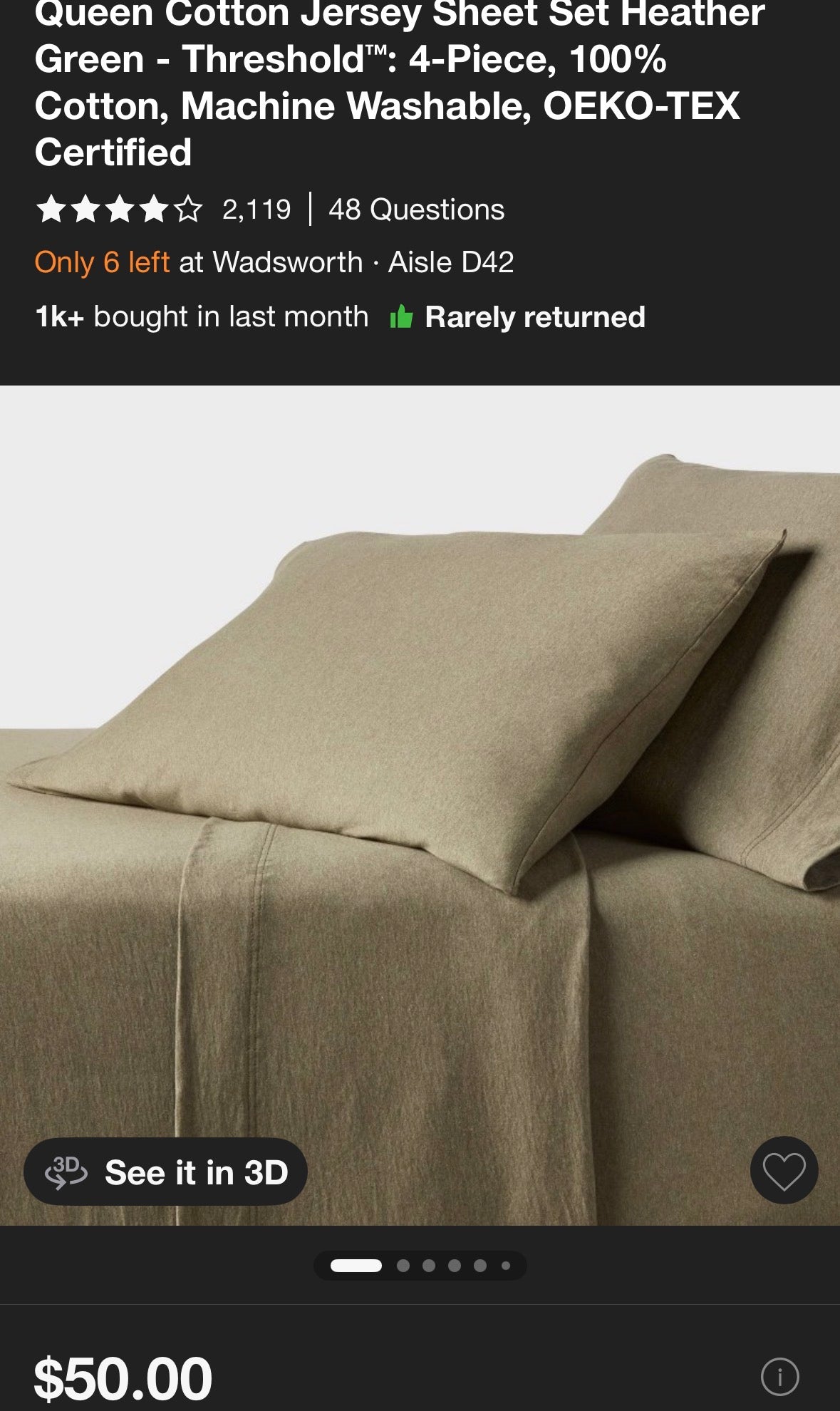 Threshold Queen Cotton Jersey Sheet Set, New