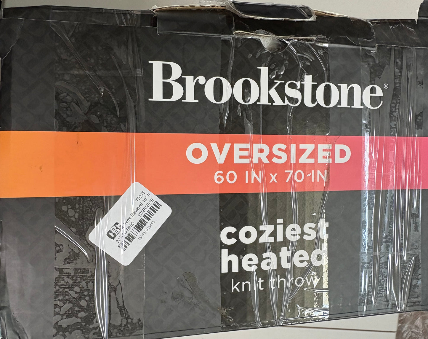 Brookstone 60”x70” Oversized Coziest Heated Knit Throw Blanket, New
