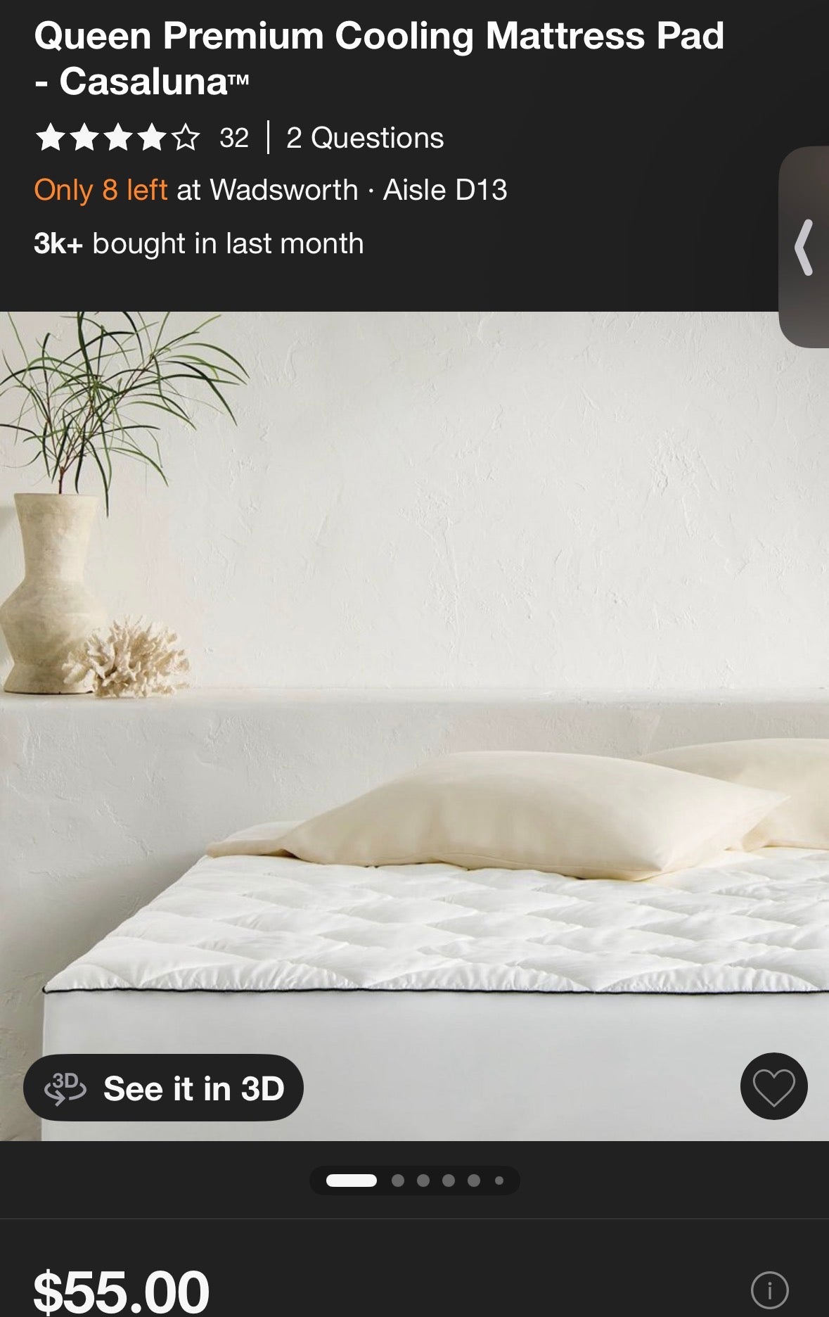 Casaluna Queen Premium Cooling Mattress Pad, New