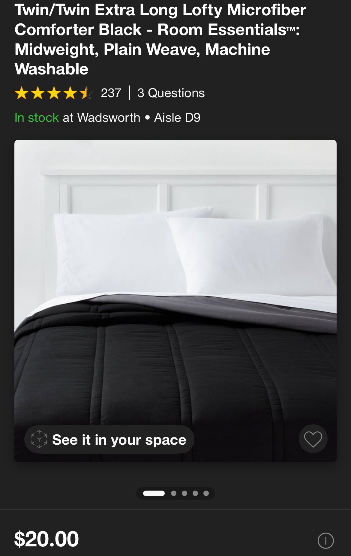 Room Essentials Twin/XL Twin Lofty Microfiber Comforter, New