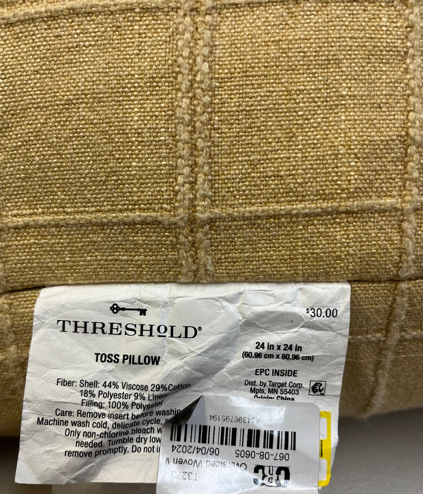 Threshold 24"x24" Oversized Woven Windowpane Throw Pillow, New