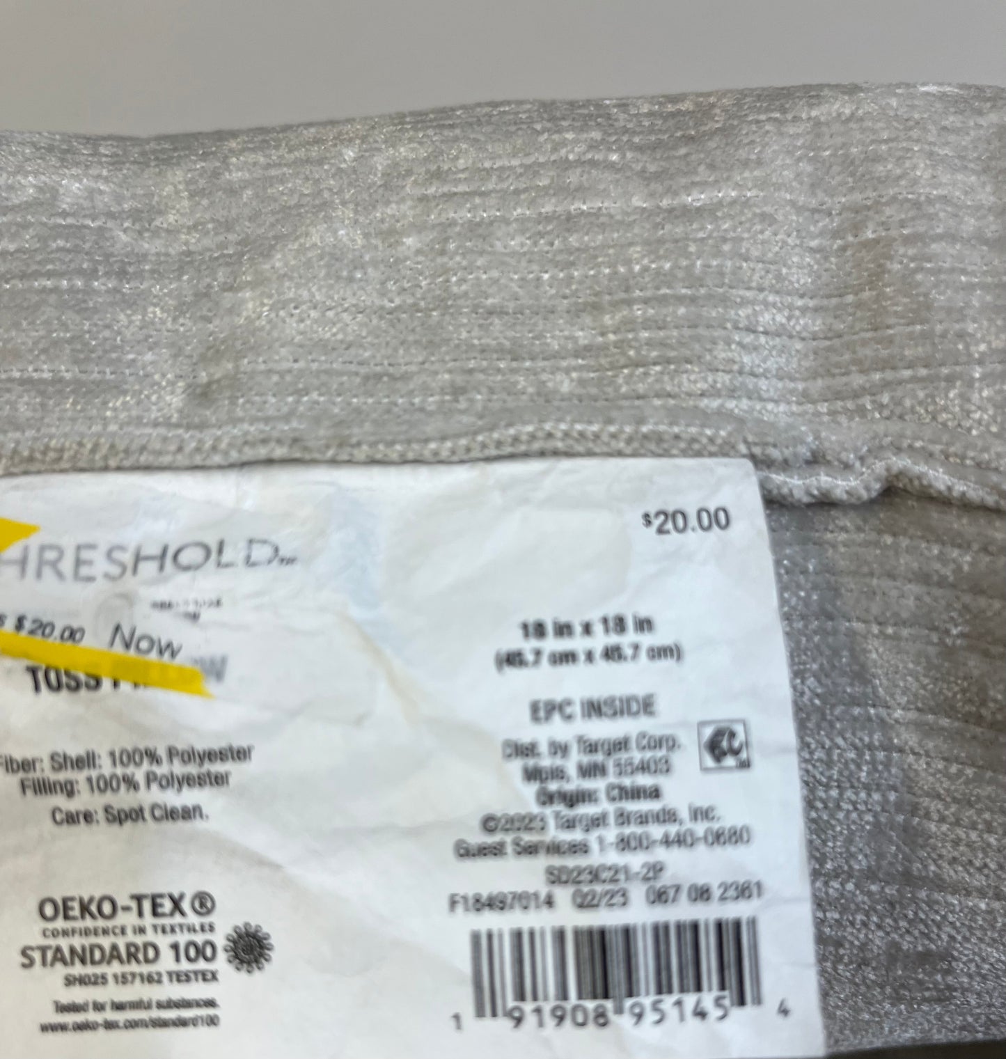 Threshold 18"x18" Chenille Throw Pillow, New