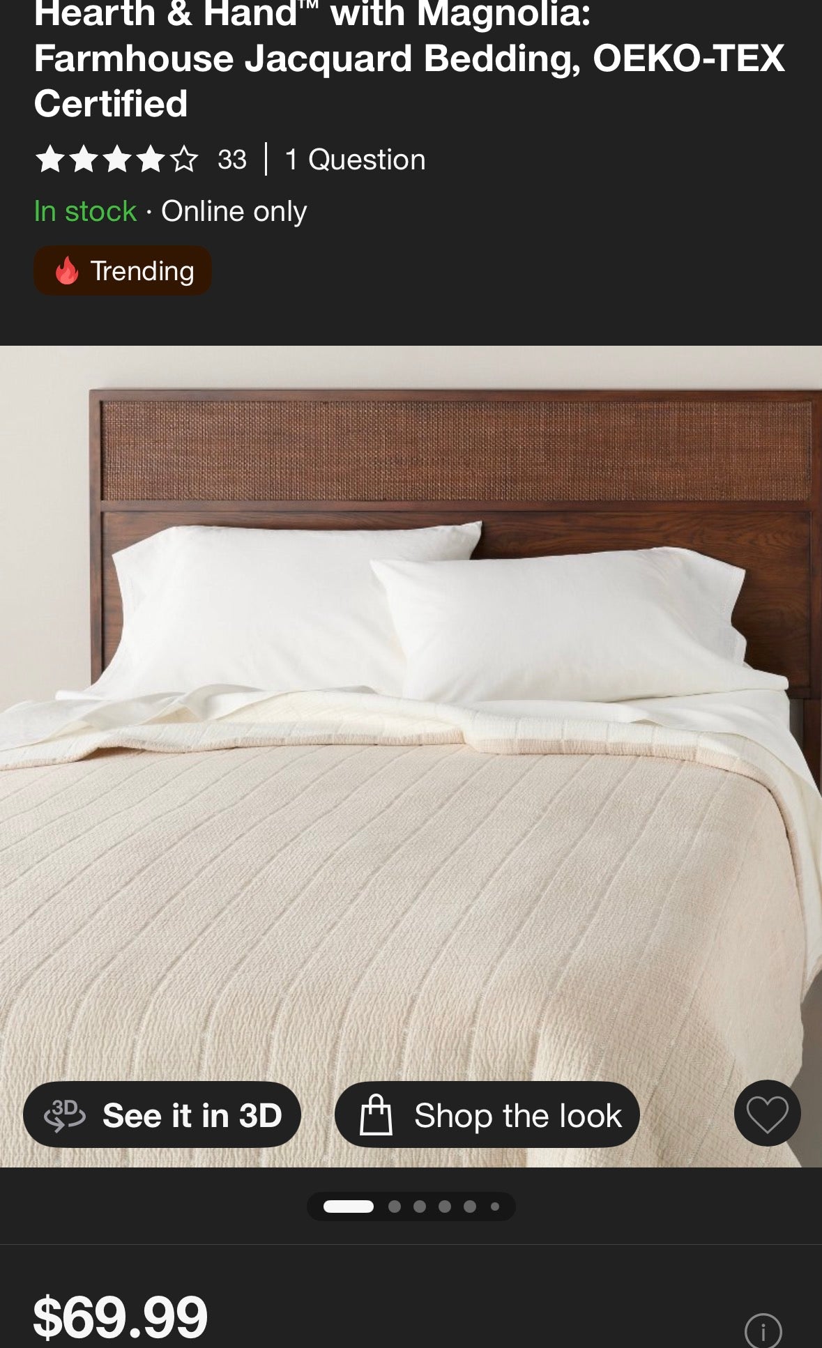 Hearth & Hand Full/Queen Textured Grid Coverlet, New
