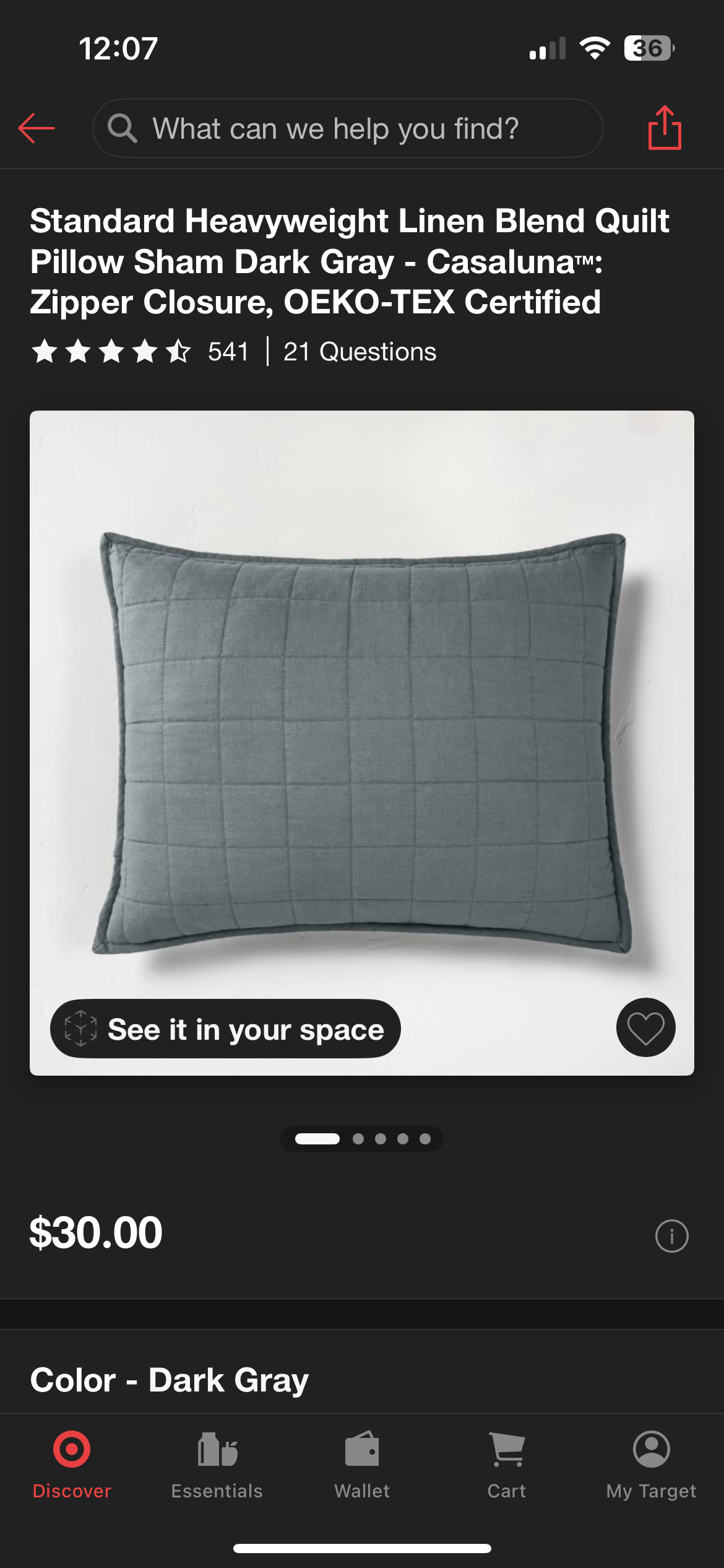 Casaluna Standard Heavyweight Linen Blend Quilt Pillow Sham, New