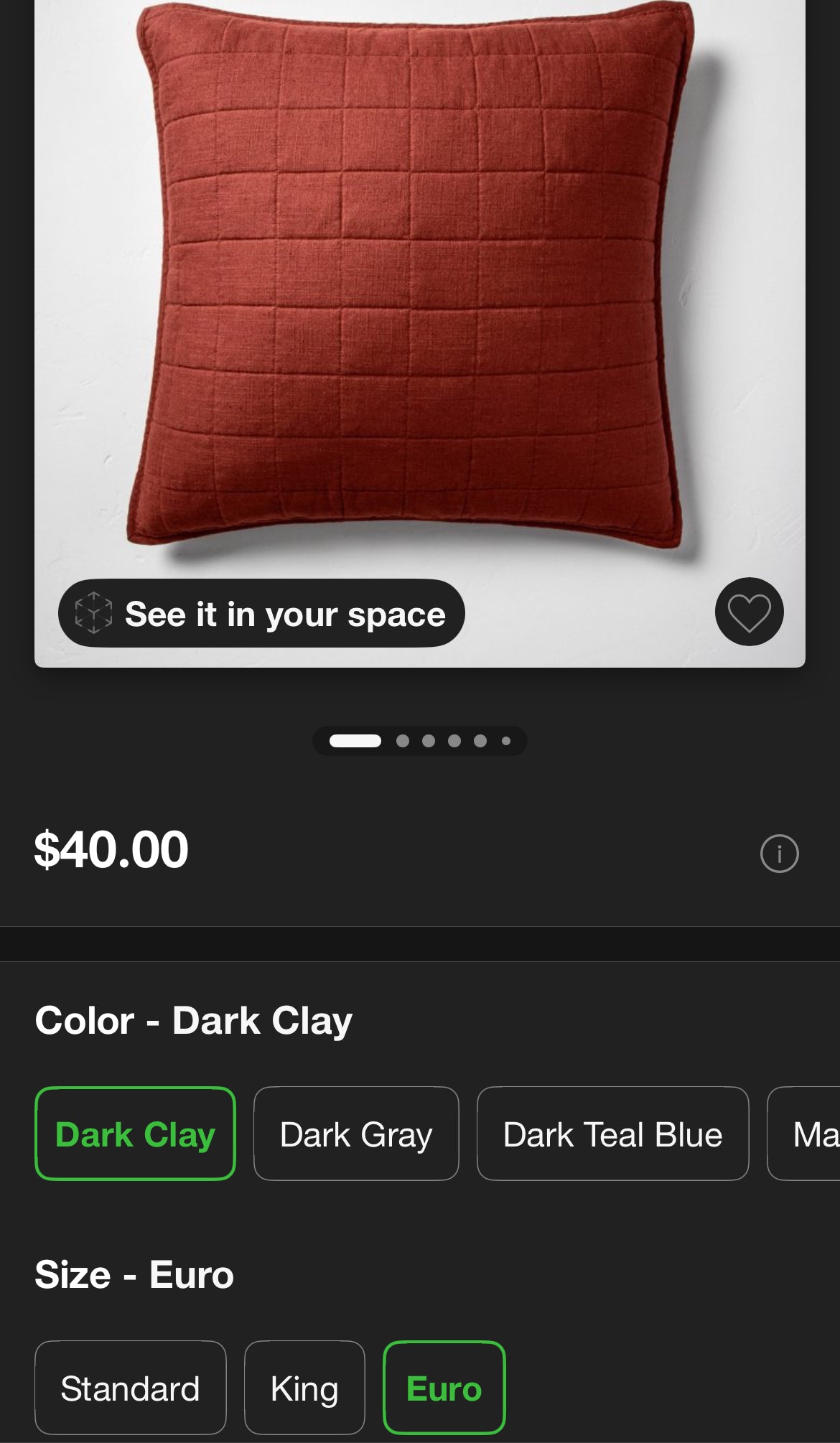 Casaluna Euro Heavyweight Linen Blend Quilt Pillow Sham, New