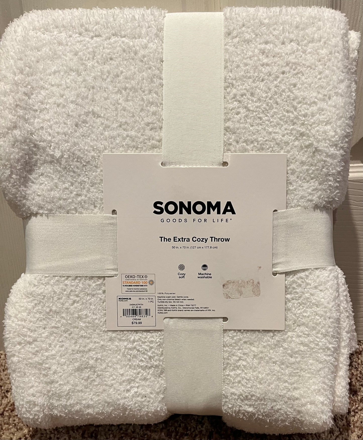 Sonoma 50"x70" Chenille Extra Cozy Throw Blanket, New