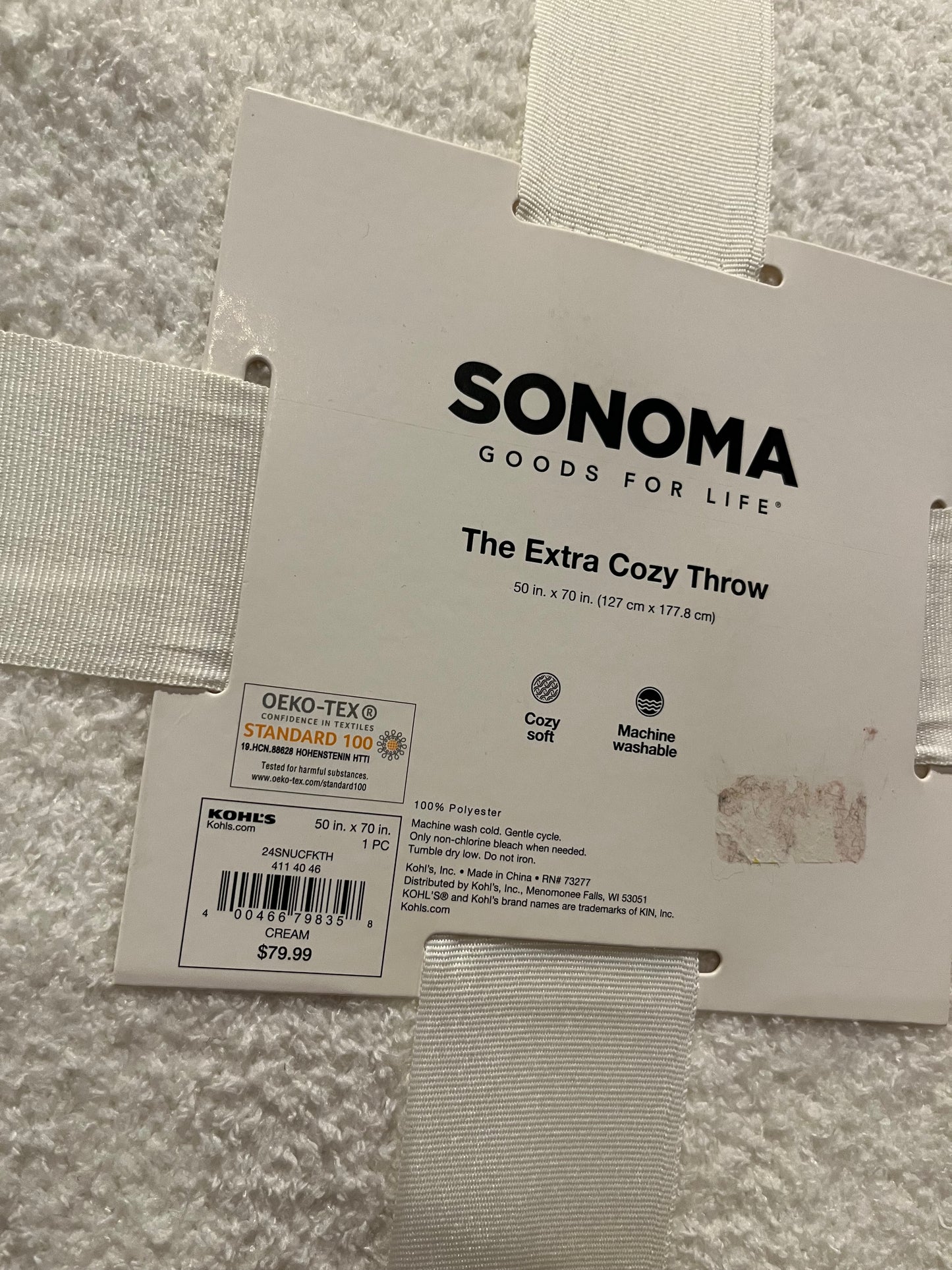 Sonoma 50"x70" Chenille Extra Cozy Throw Blanket, New