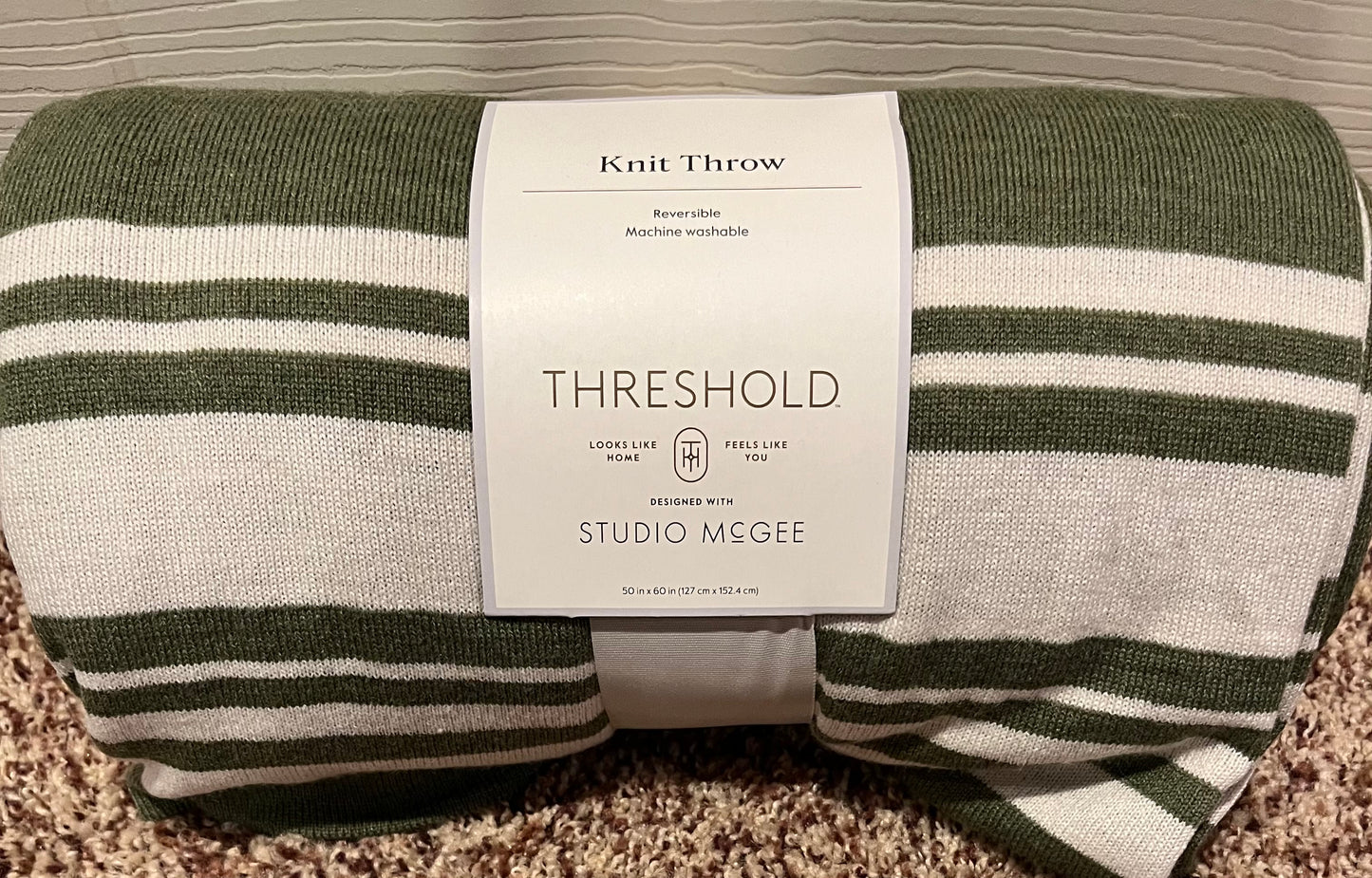 Studio McGee 50"x60" Framed Jacquard Knit Throw Blanket, New
