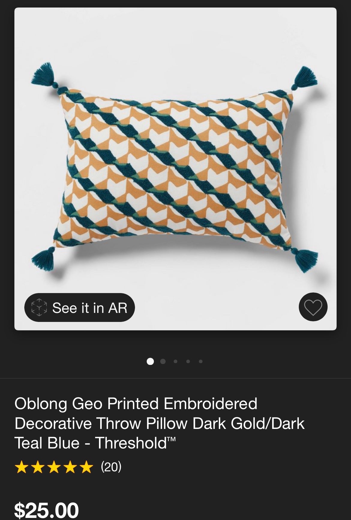 Threshold 14"x20" Oblong Geometric Print Embroidered Throw Pillow, New