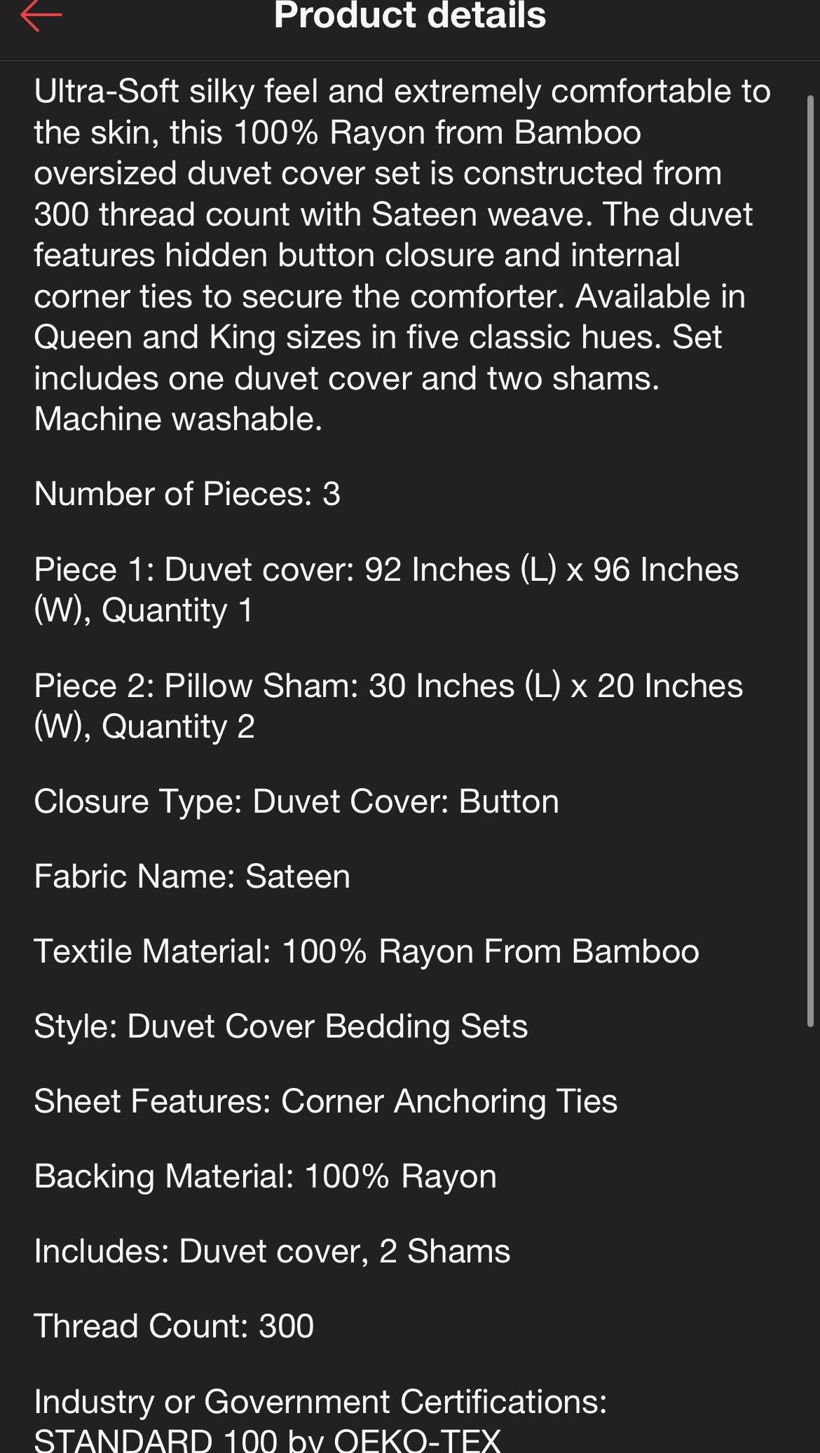 Tribeca Living Queen Bamboo Duvet Set, New