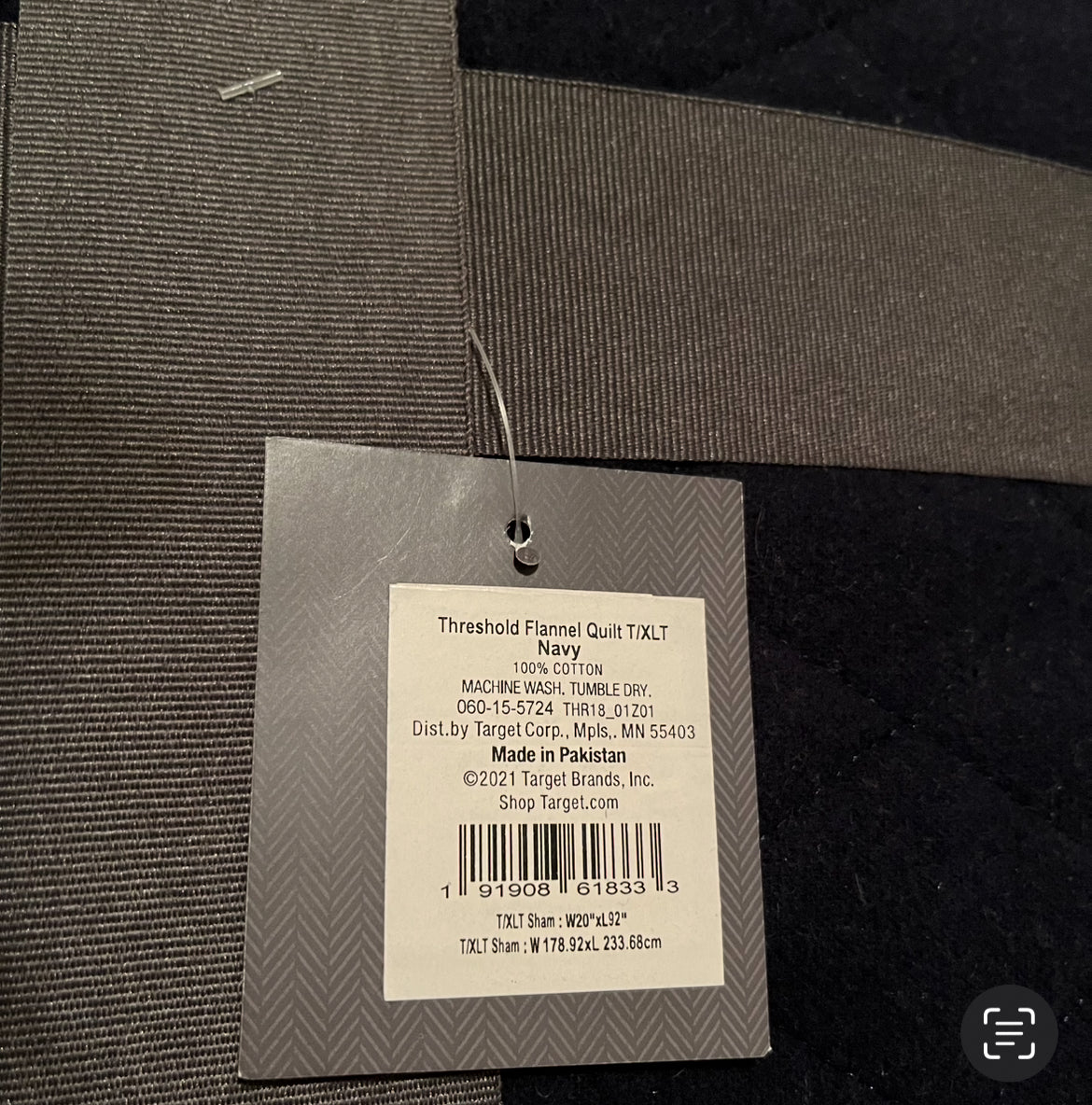 Threshold Twin/XL Twin Diamond Stitch Flannel Quilt, New