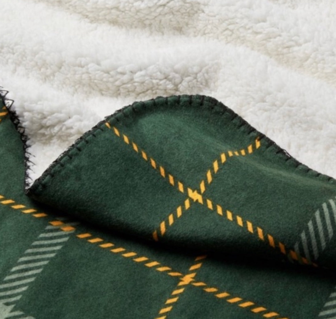 Threshold Full/Queen Flannel & Faux Sherpa Blanket, New