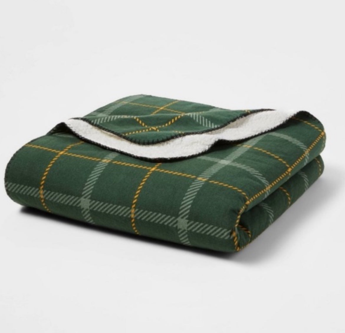 Threshold Full/Queen Flannel & Faux Sherpa Blanket, New