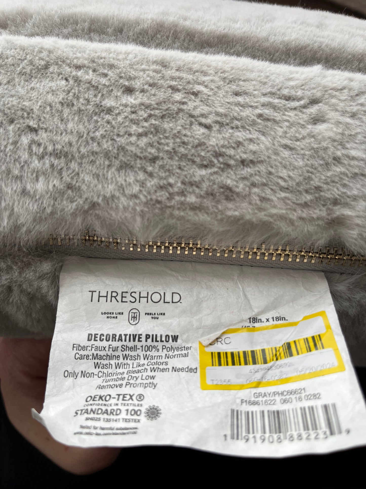 Threshold 18"x18" Square Faux Fur Throw Pillow, New