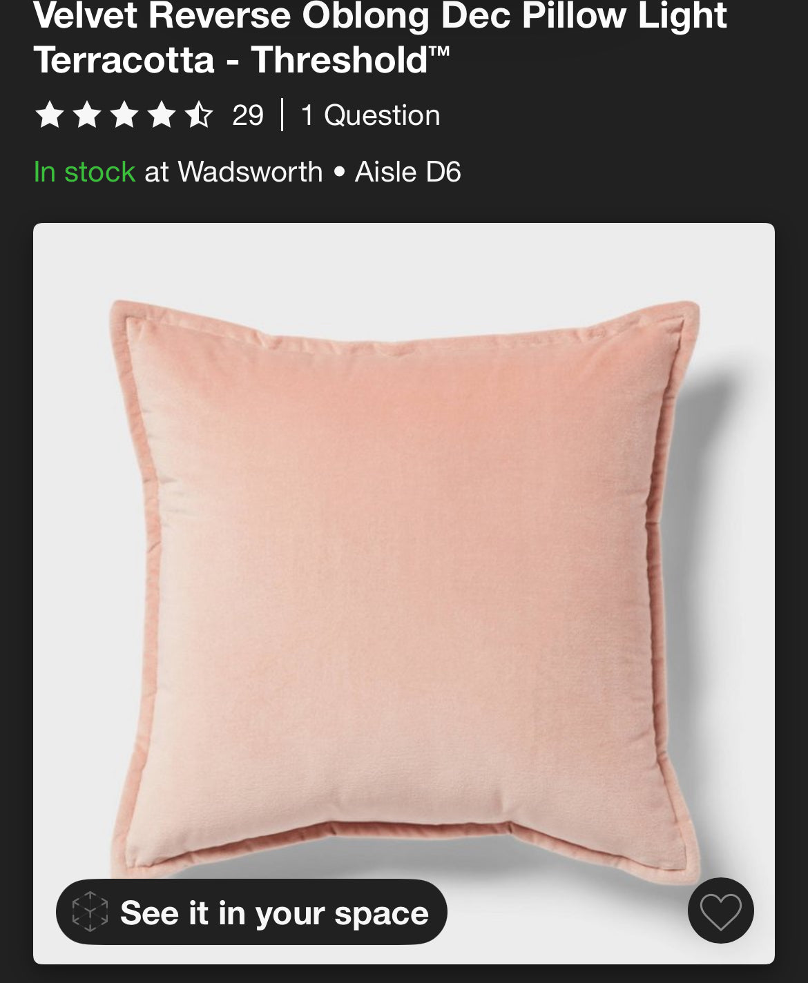 Threshold 18"x18" Velvet Decorative Throw Pillow, New