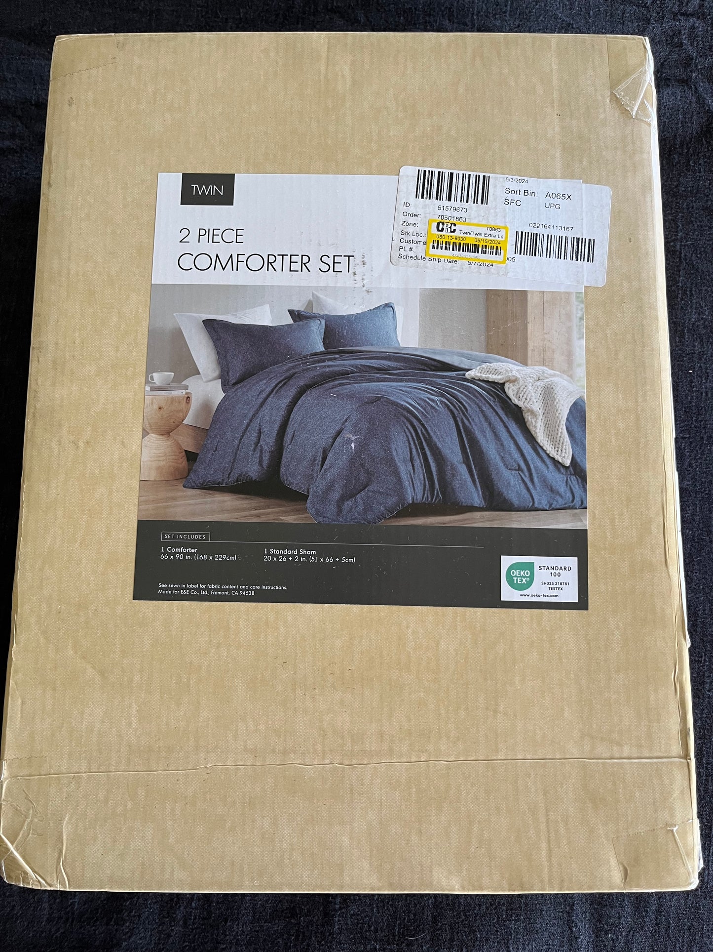 Camden Twin/XL Twin Chambray Solid Comforter Set, New