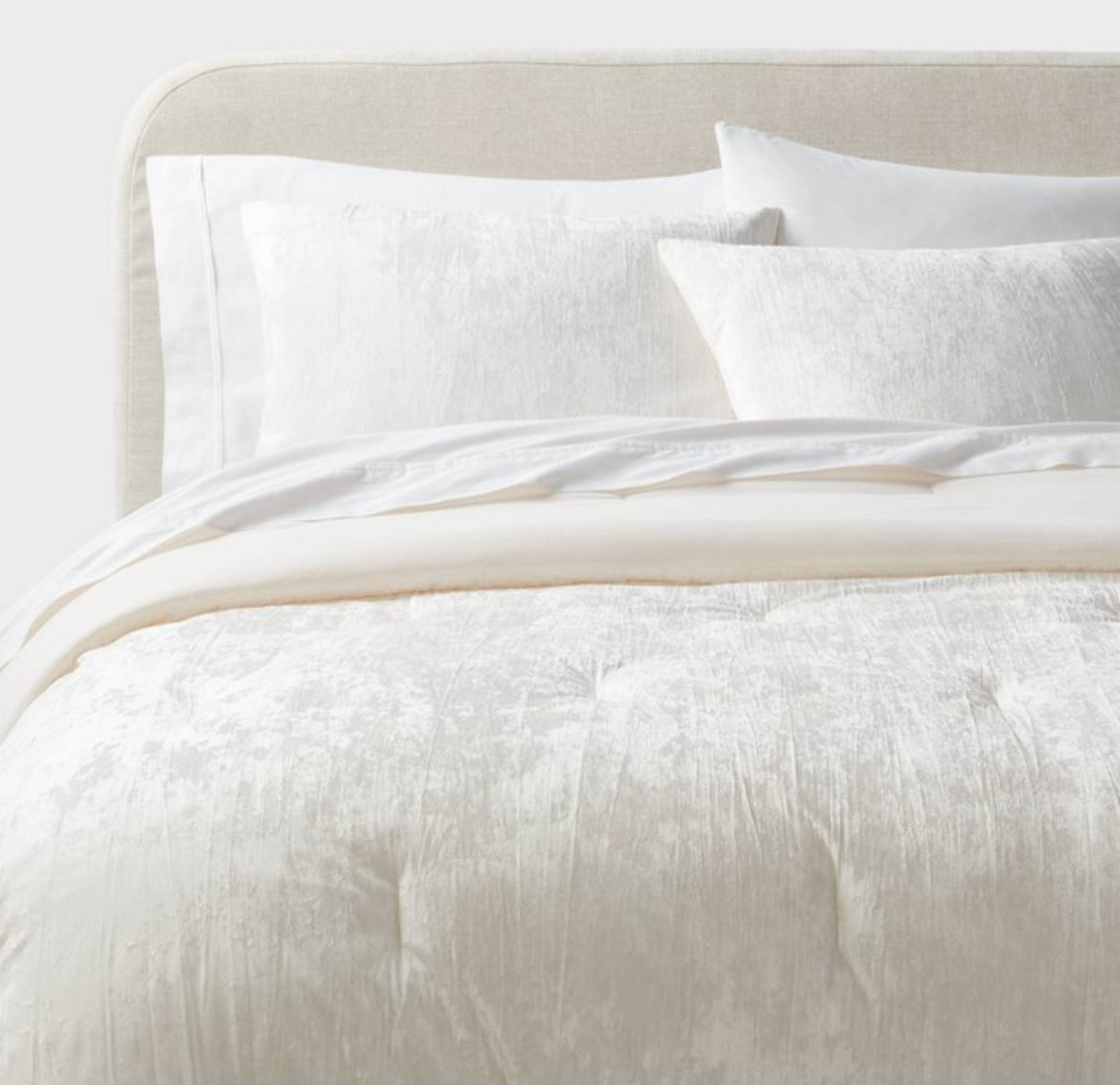 Threshold Full/Queen Distressed Crinkle Velvet Comforter, New