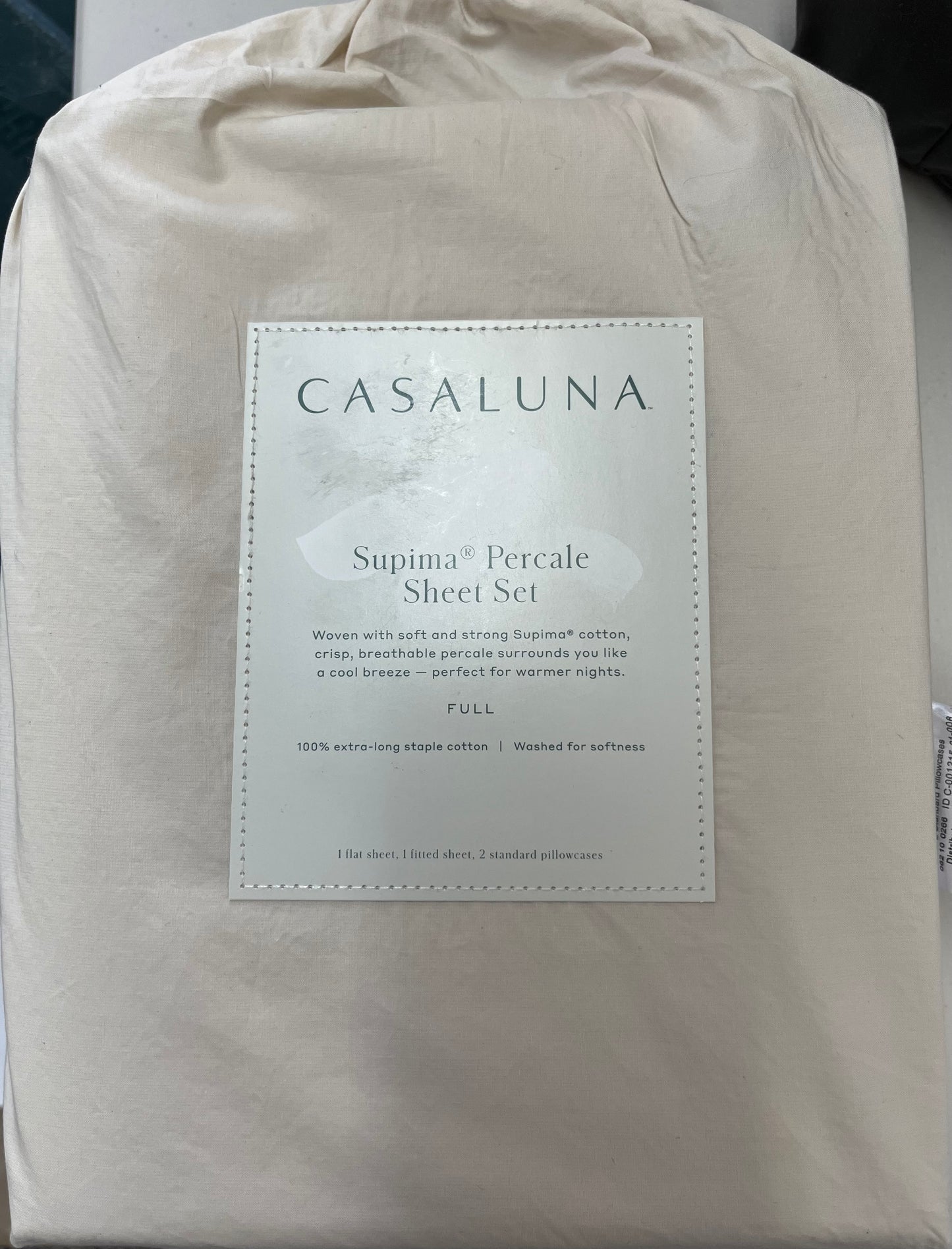 Casaluna Full Supima Percale Sheet Set, New