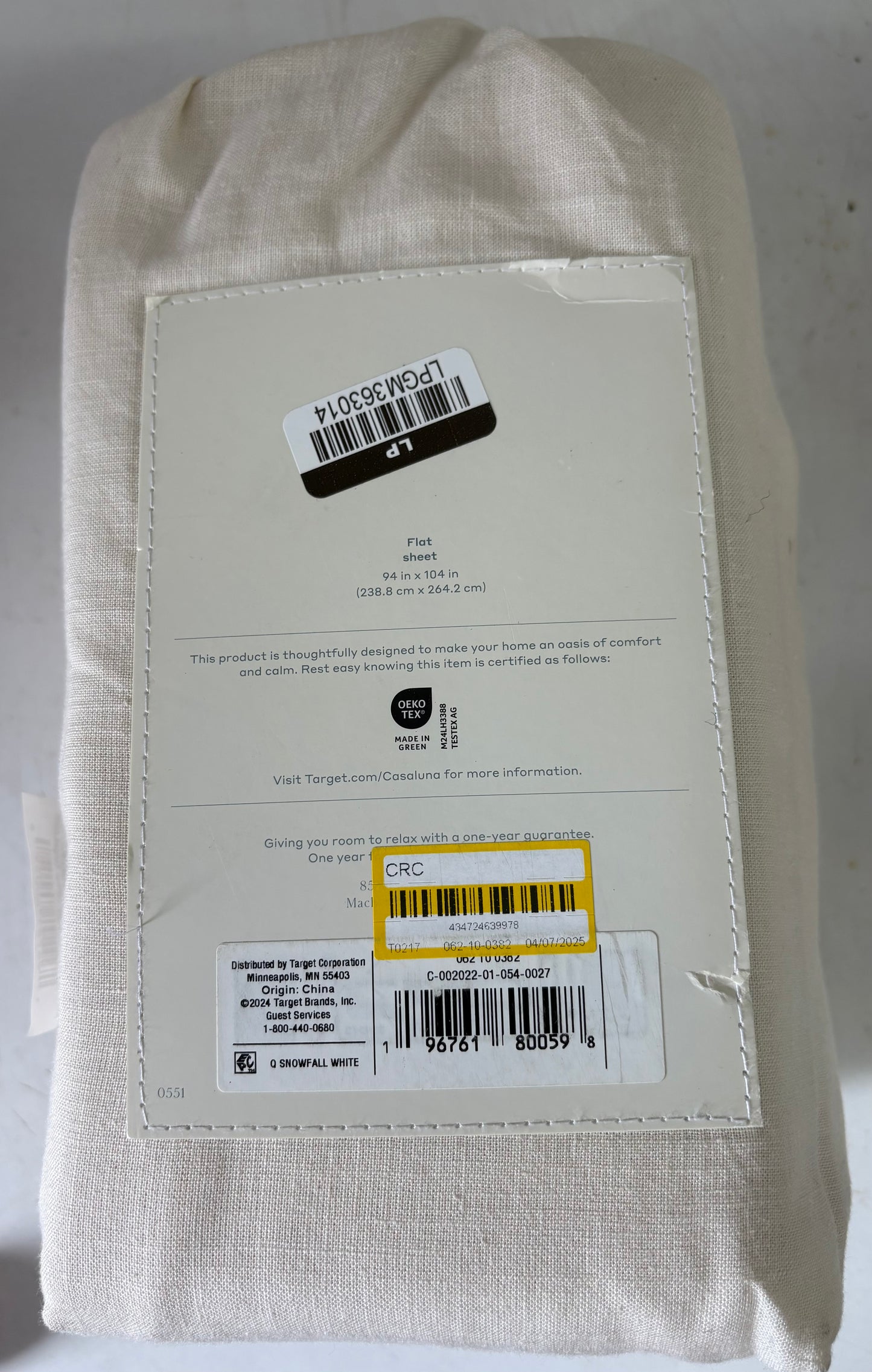 Casaluna Queen Linen Blend Flat Sheet, New