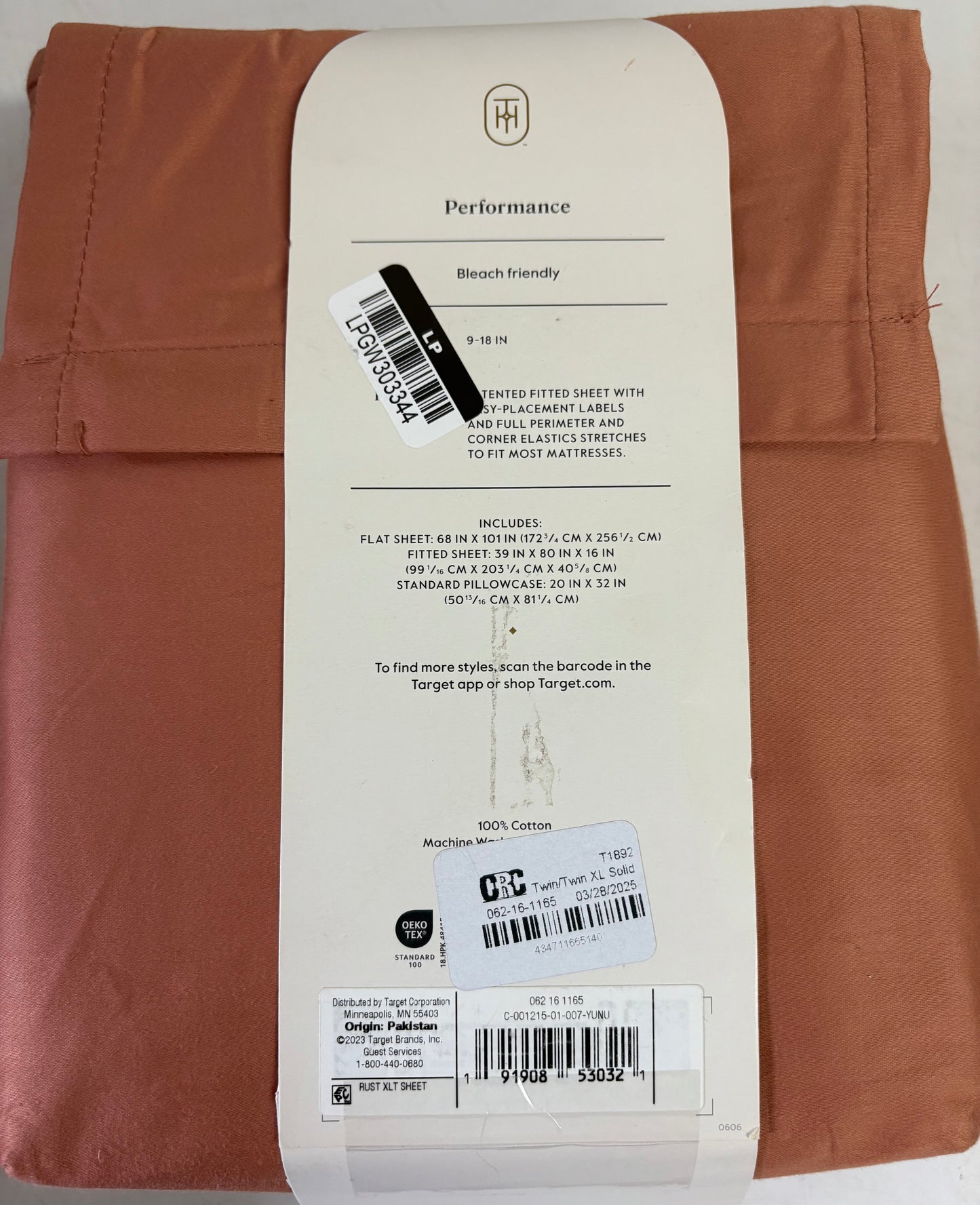 Threshold Twin/XL Twin Solid Performance Sheet Set, New