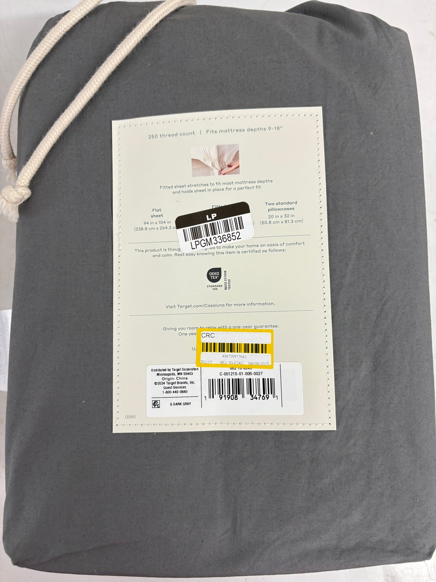 Casaluna Queen Supima Percale Sheet Set, New