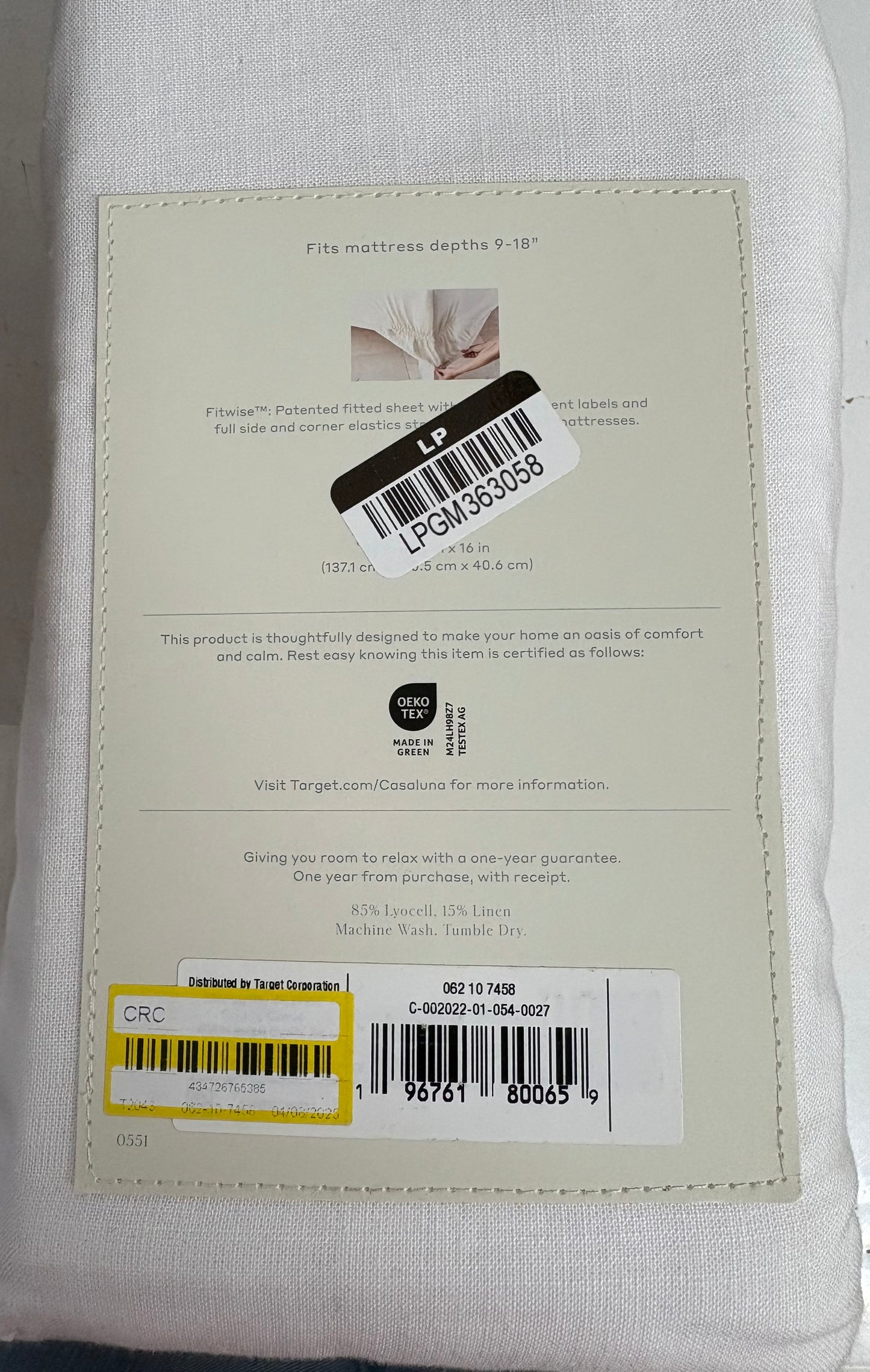 Casaluna Full Linen Blend Fitted Sheet, New