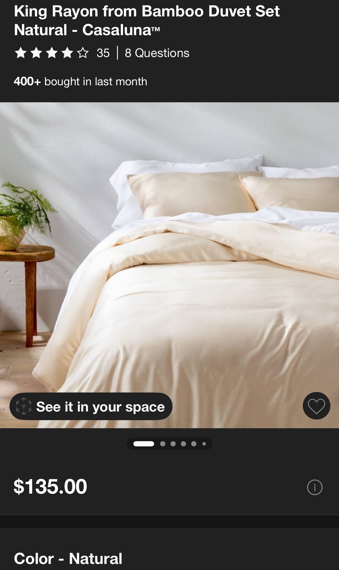 Casaluna King Blissful Bamboo Duvet Cover, New