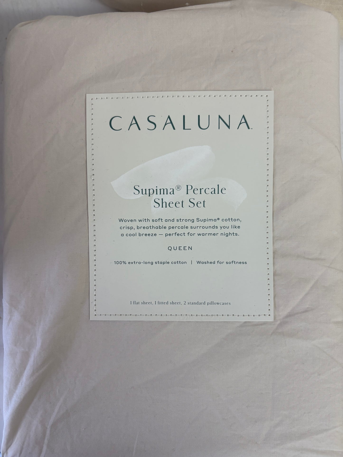 Casaluna Queen Supima Percale Sheet Set, New