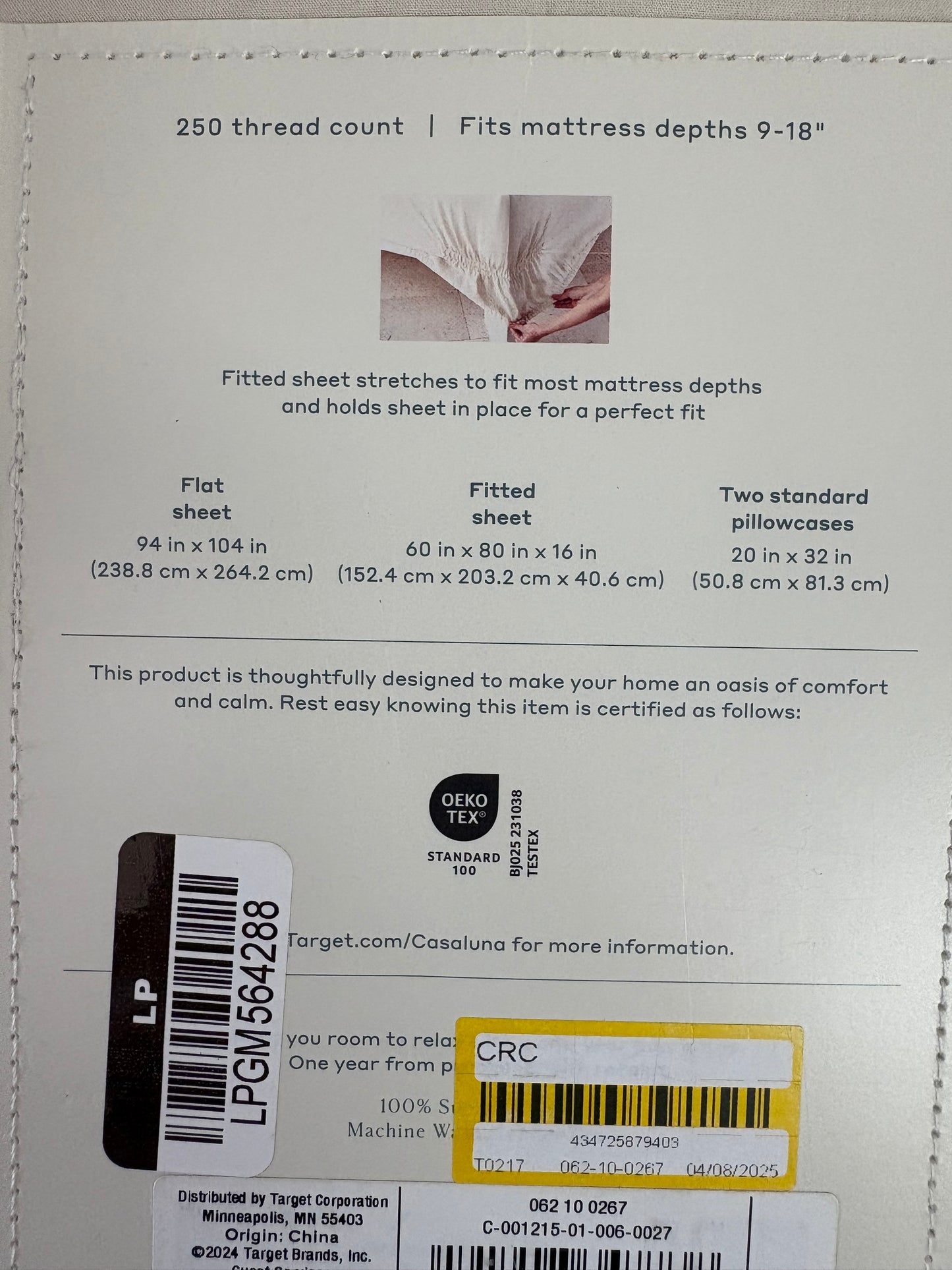 Casaluna Queen Supima Percale Sheet Set, New