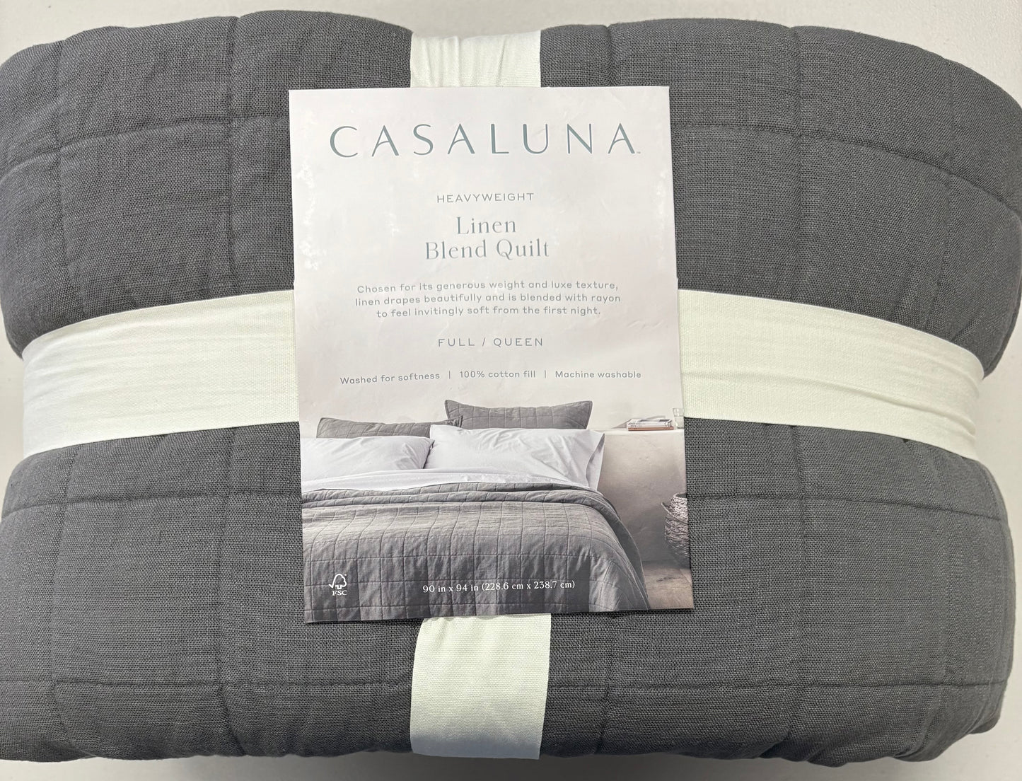 Casaluna Full/Queen Heavyweight Linen Blend Quilt, New
