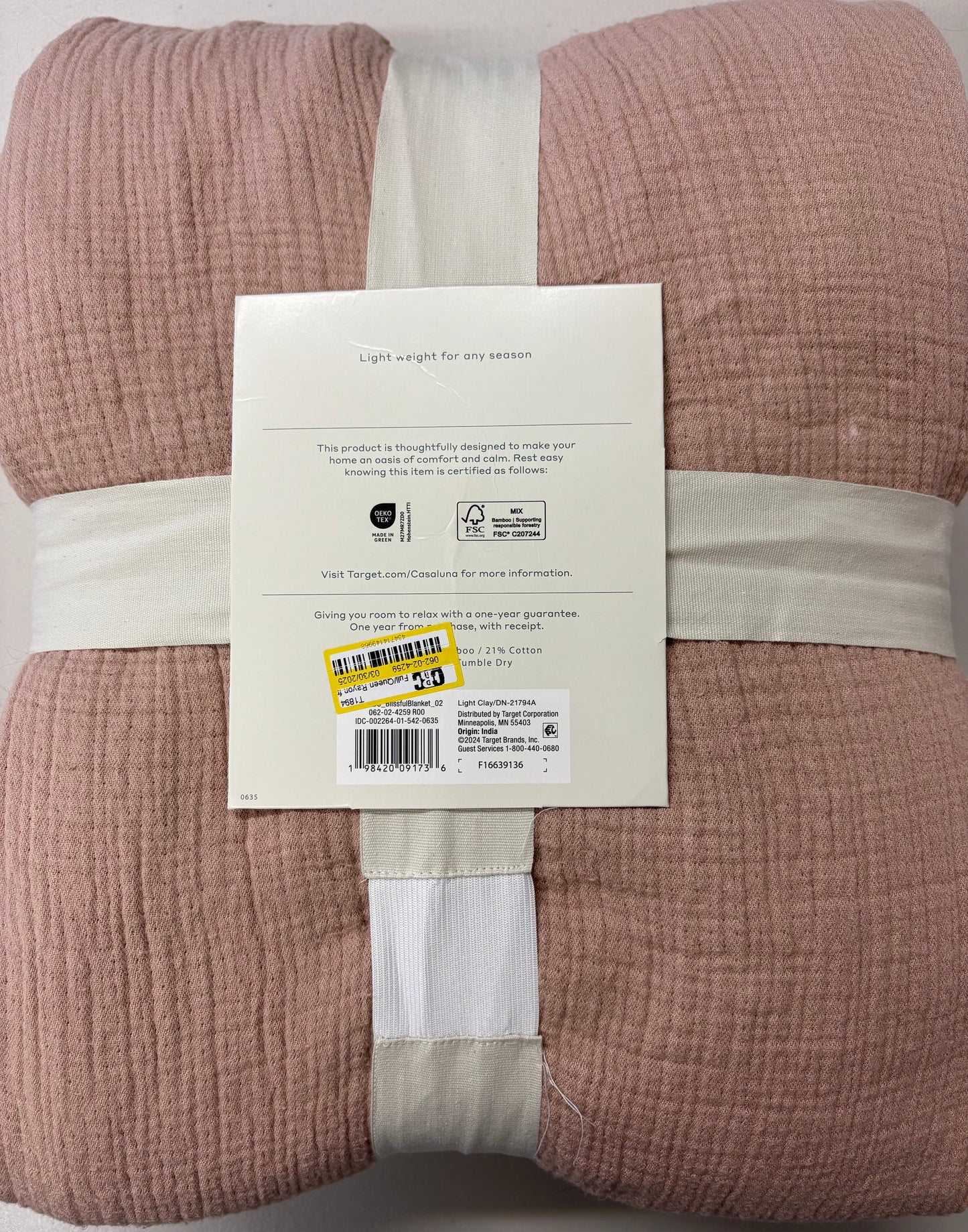 Casaluna Full/Queen Blissful Doublecloth Bed Blanket, New