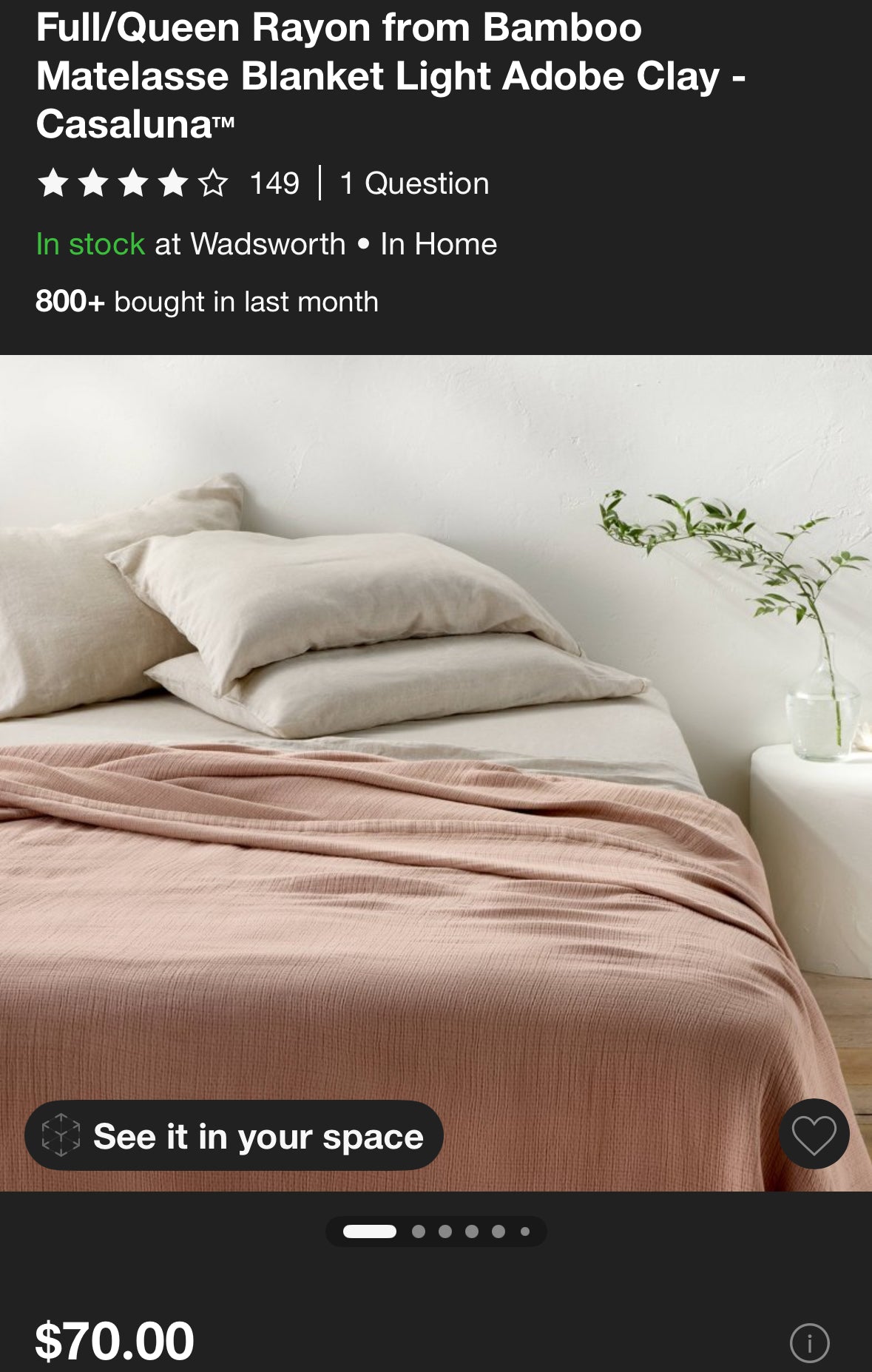 Casaluna Full/Queen Blissful Doublecloth Bed Blanket, New