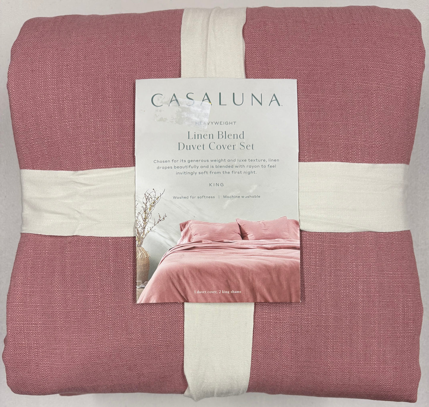 Casaluna King Heavyweight Linen Blend Duvet Set, New