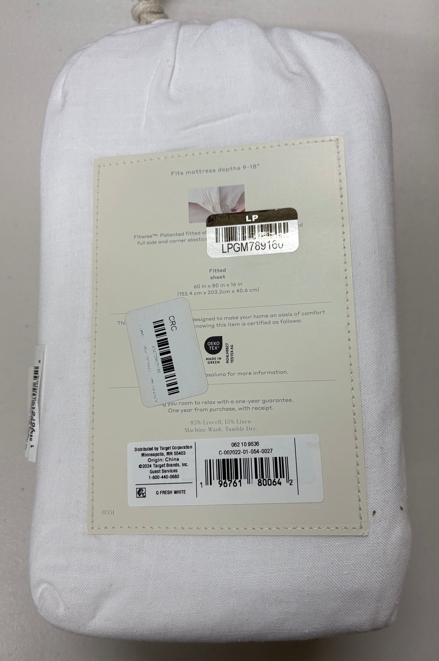 Casaluna Queen Linen Blend Fitted Sheet, New