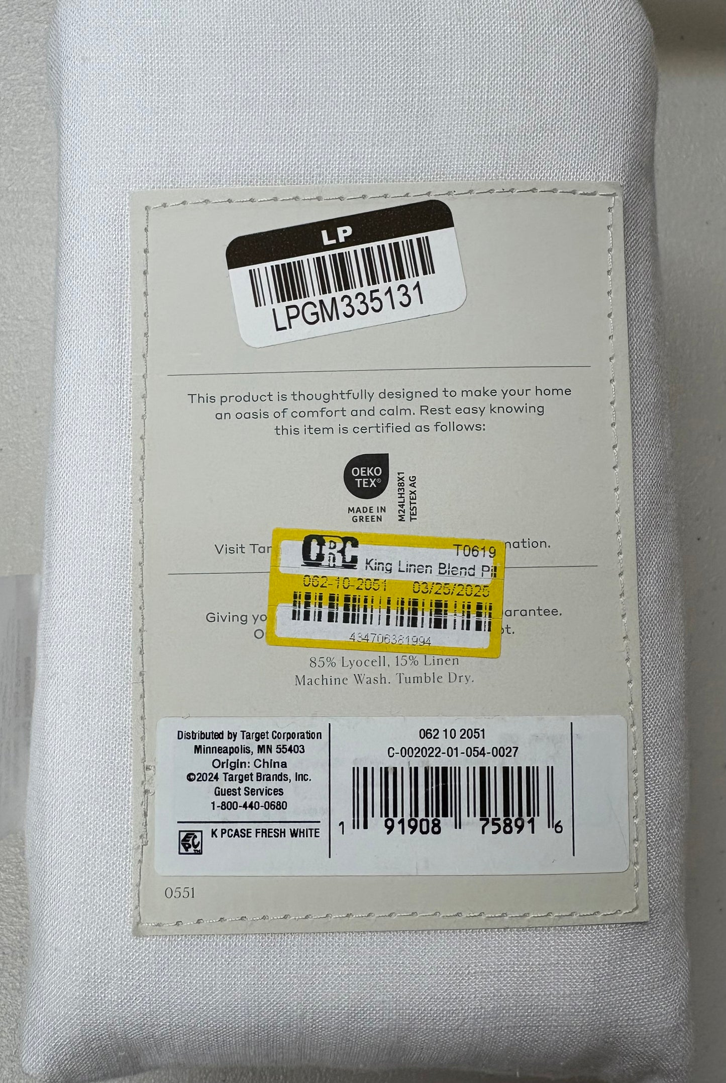 Casaluna King Linen Blend Pillowcase Set, New